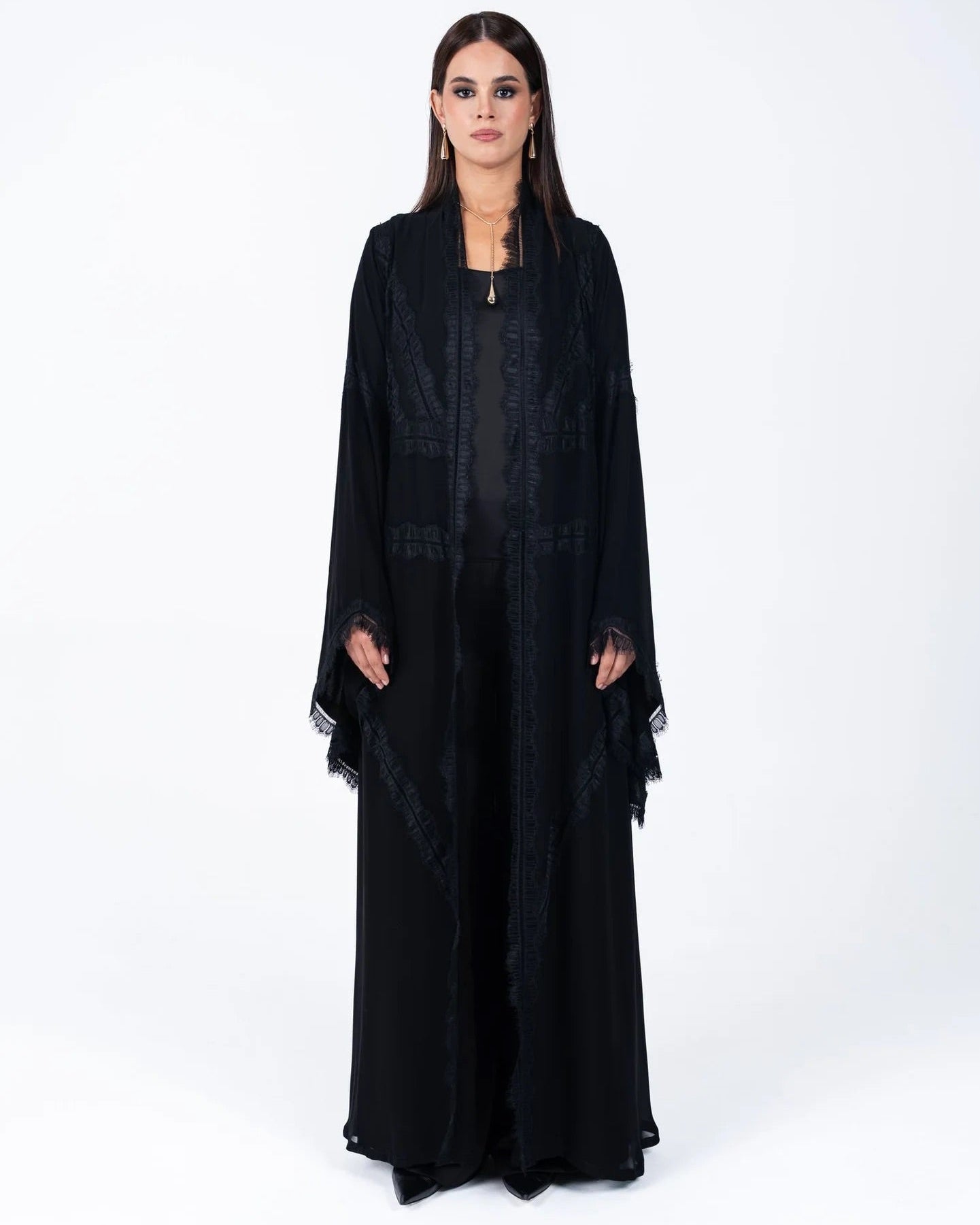 HC06 - Black Chiffon Abaya - LUNA COUTURE - MIRA Y MANO