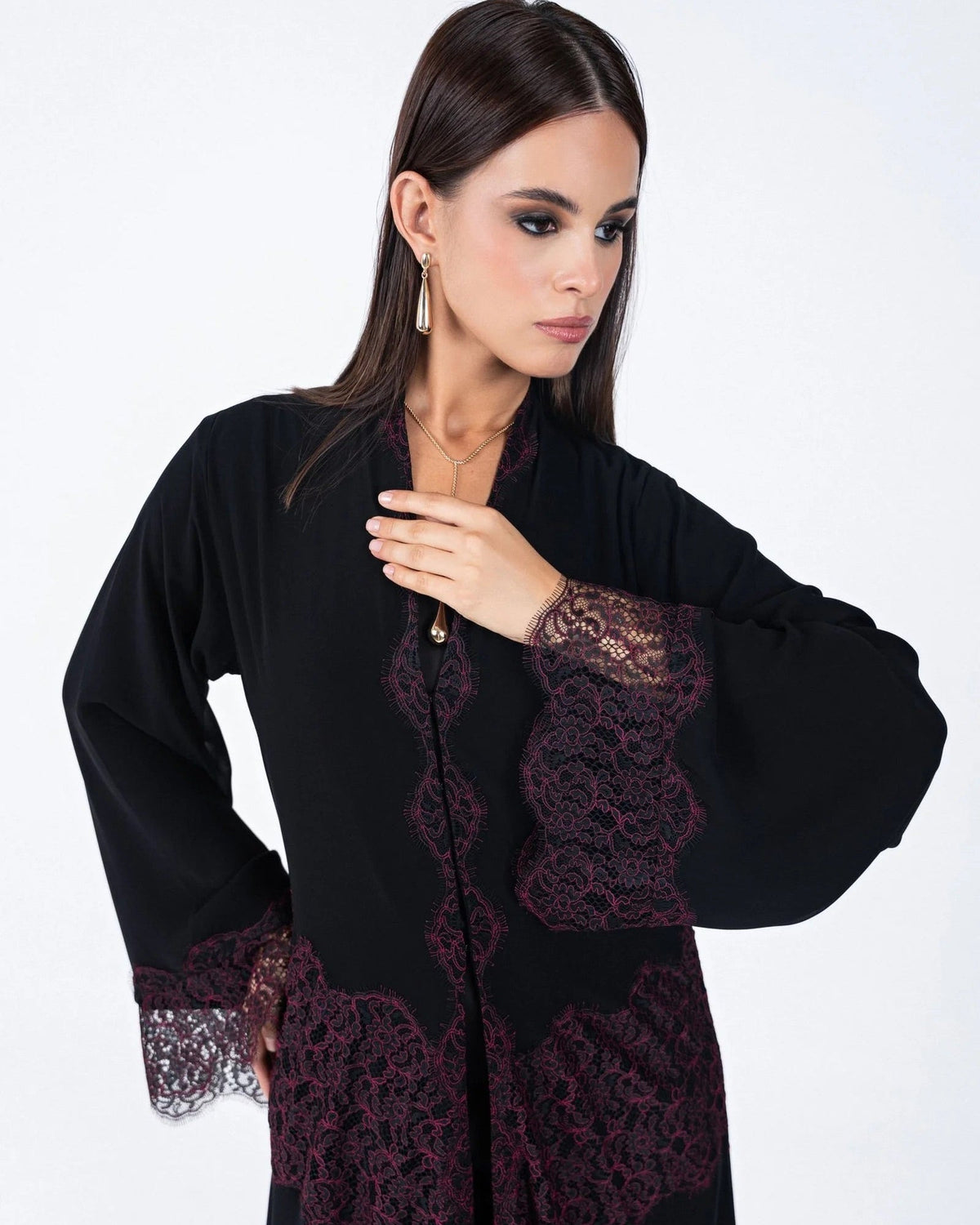 HC07 - Black Chiffon Abaya - LUNA COUTURE - MIRA Y MANO