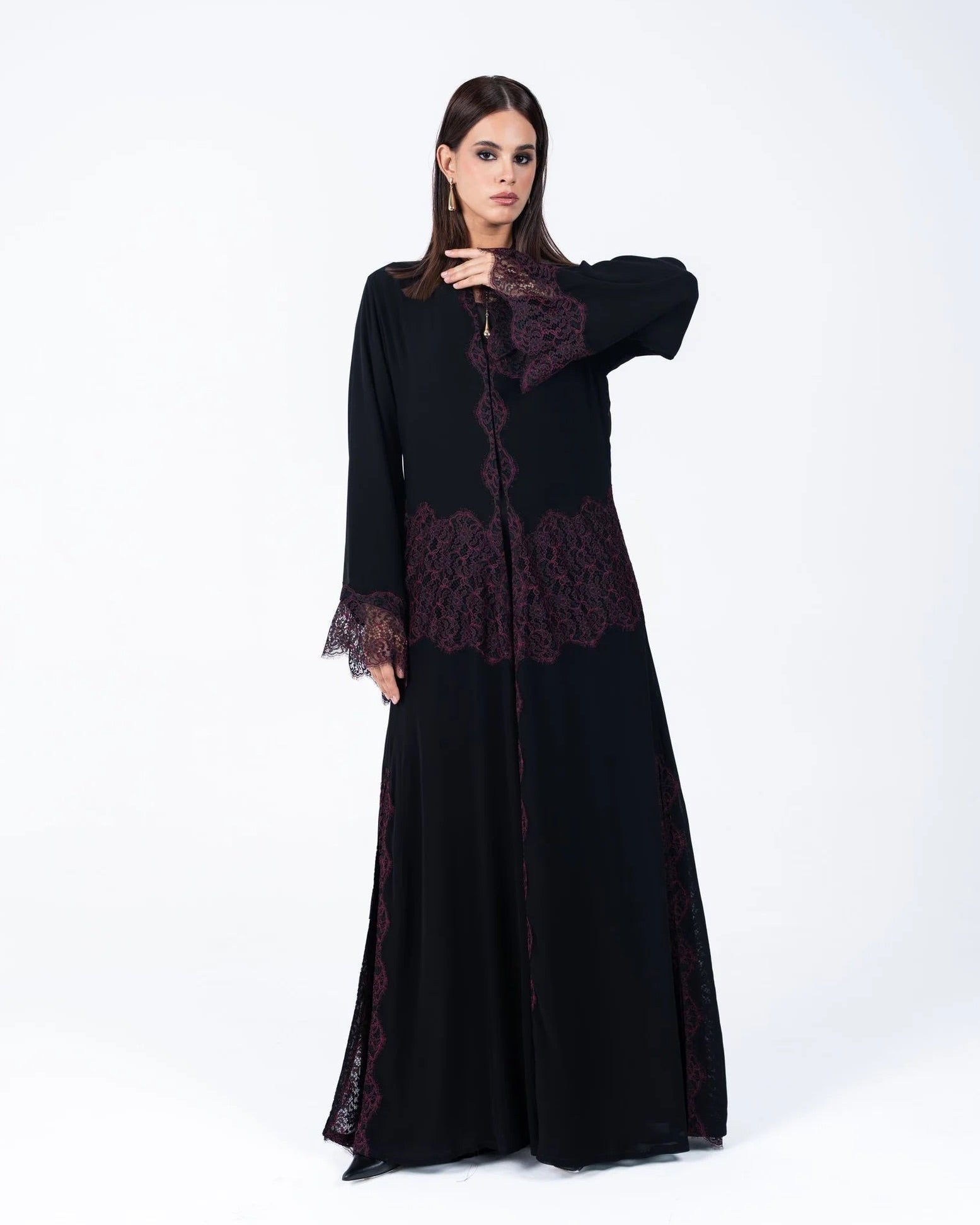 HC07 - Black Chiffon Abaya - LUNA COUTURE - MIRA Y MANO