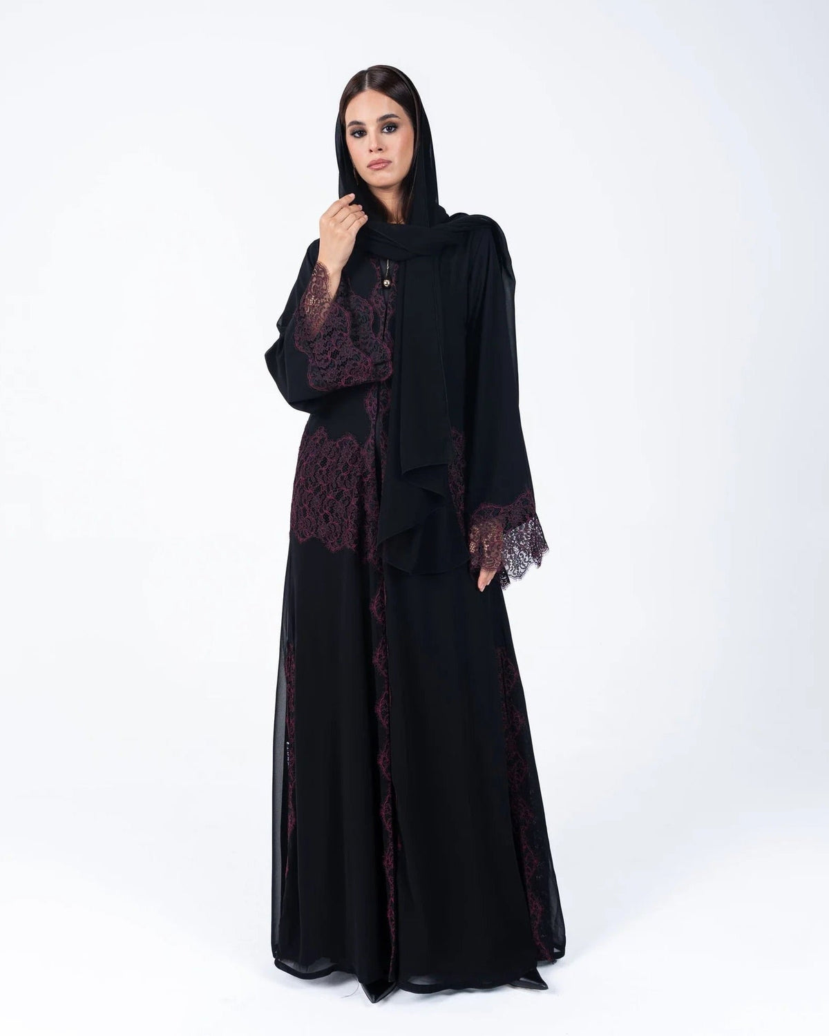 HC07 - Black Chiffon Abaya - LUNA COUTURE - MIRA Y MANO