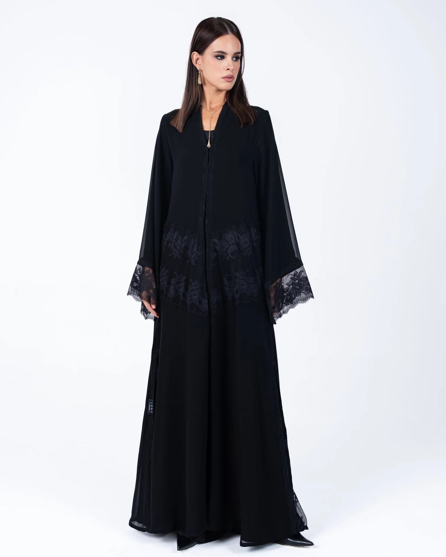 HC09 - Black Chiffon Abaya - LUNA COUTURE - MIRA Y MANO