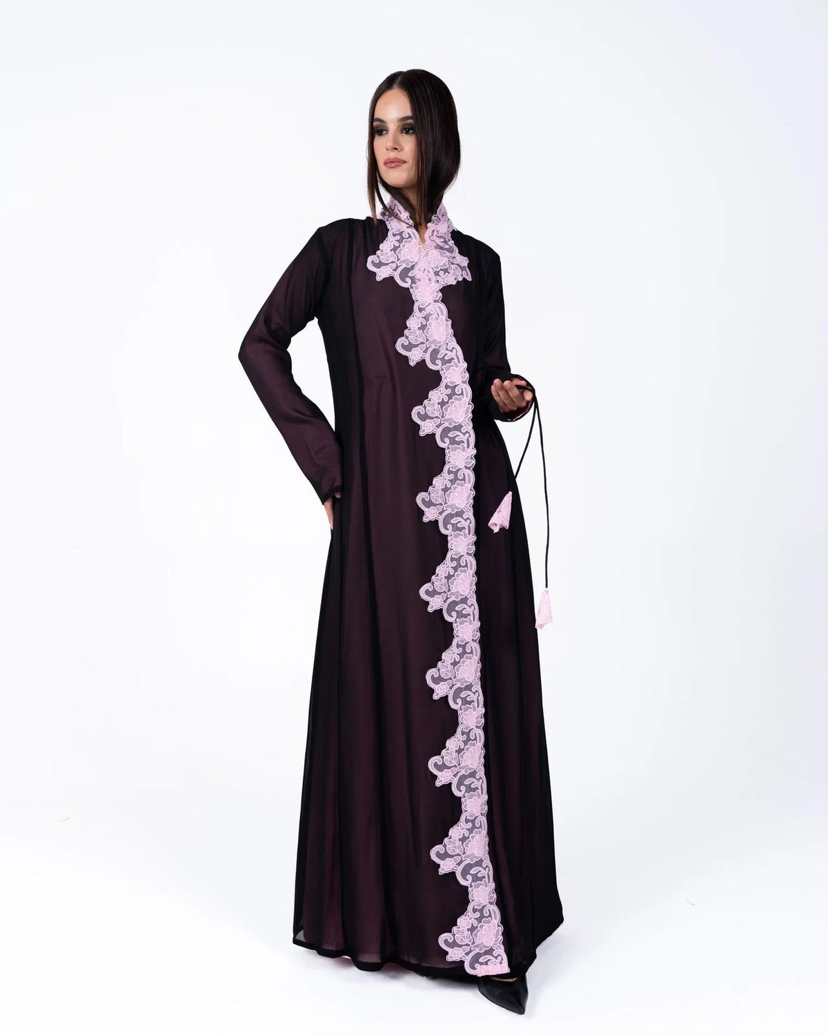 HC22 - Pink Silk Abaya - LUNA COUTURE - MIRA Y MANO
