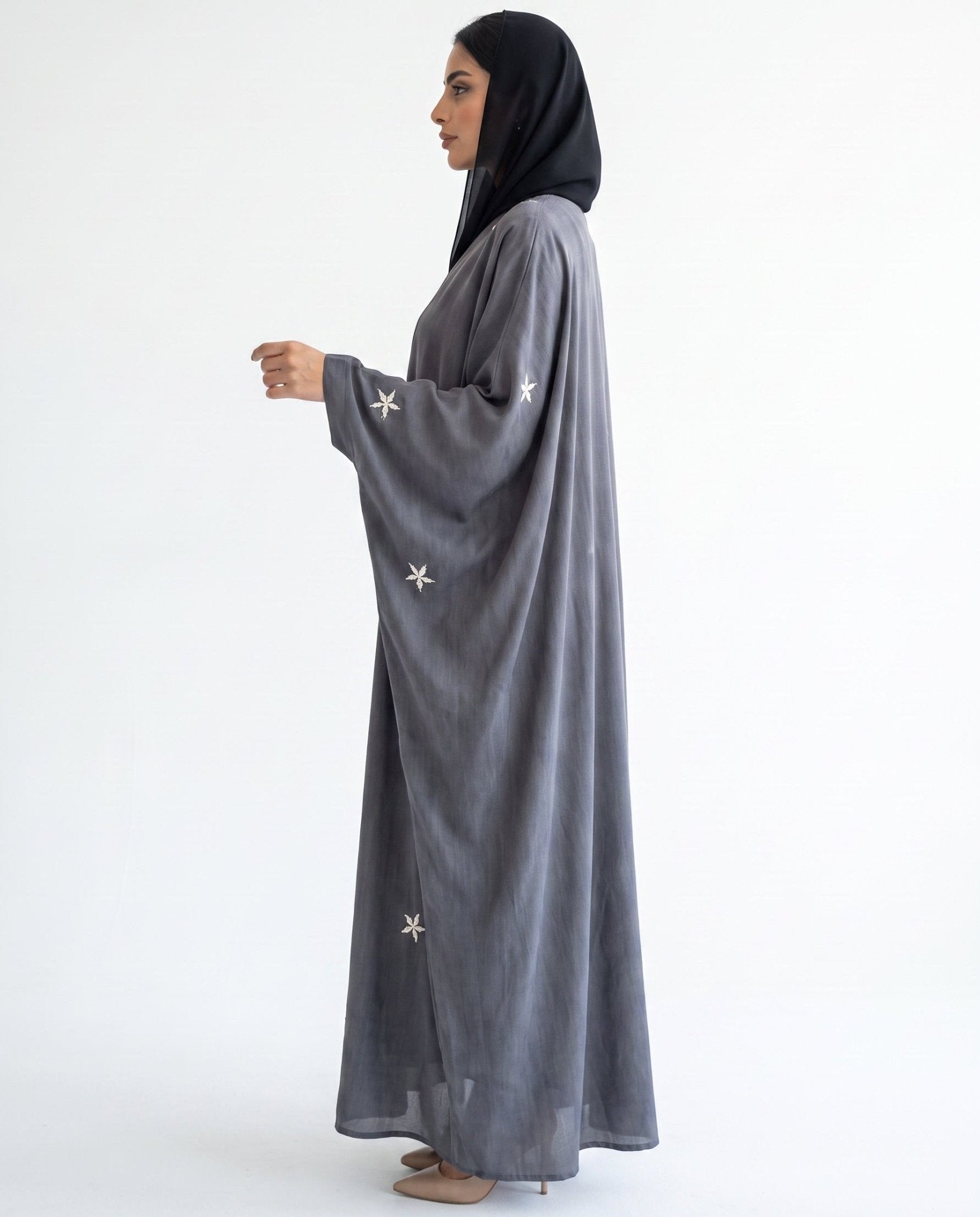 IVY-SB – Steel Blue Washed Silk Abaya - LUNA LINE - MIRA Y MANO