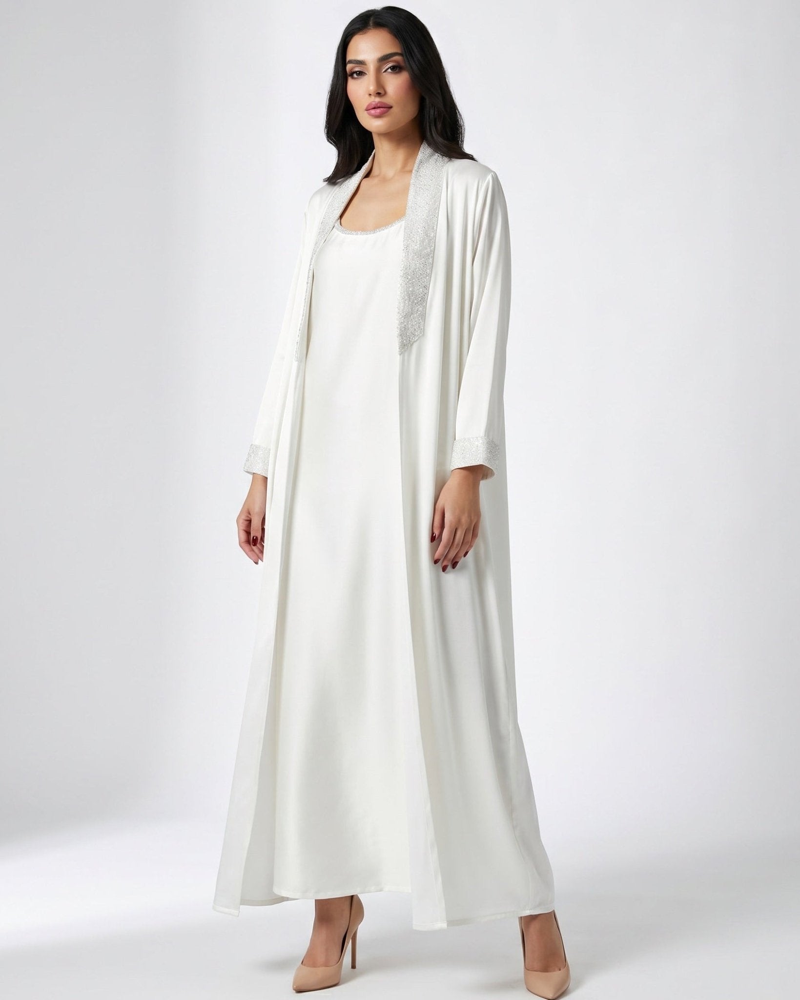 LADIA WHITE ABAYA SET - MAISON ARABELLE - MIRA Y MANO