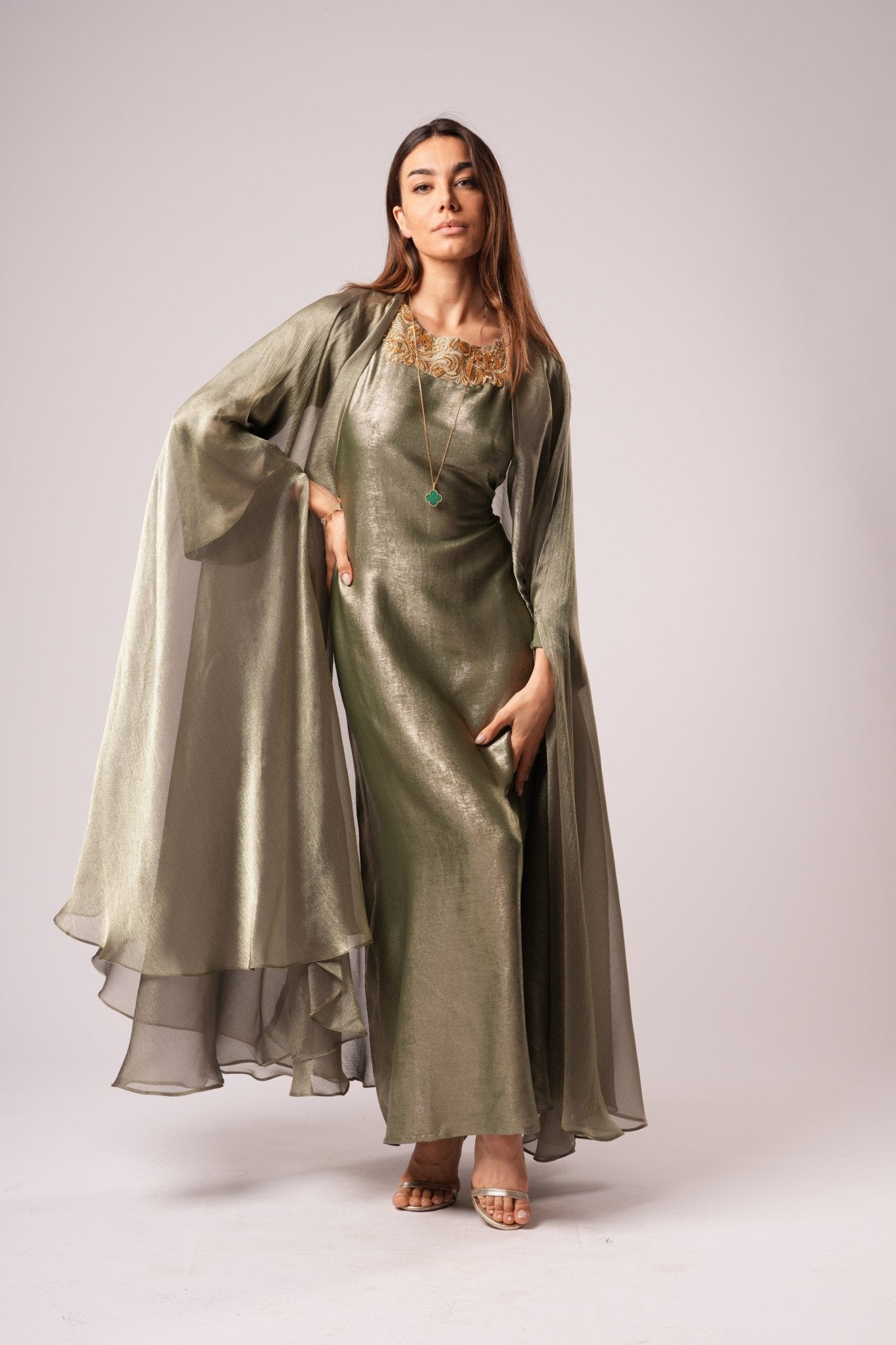 LATIFA OLIVE KAFTAN - MAISON ARABELLE - MIRA Y MANO