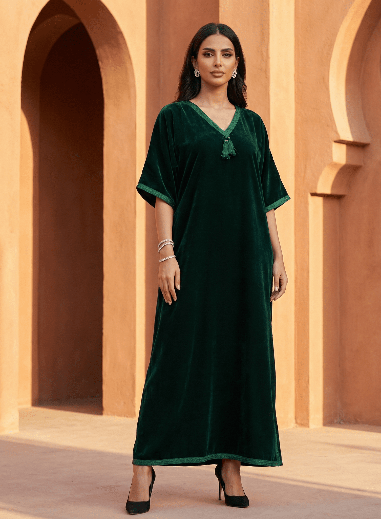 QAMAR GREEN KAFTAN - MAISON ARABELLE - MIRA Y MANO
