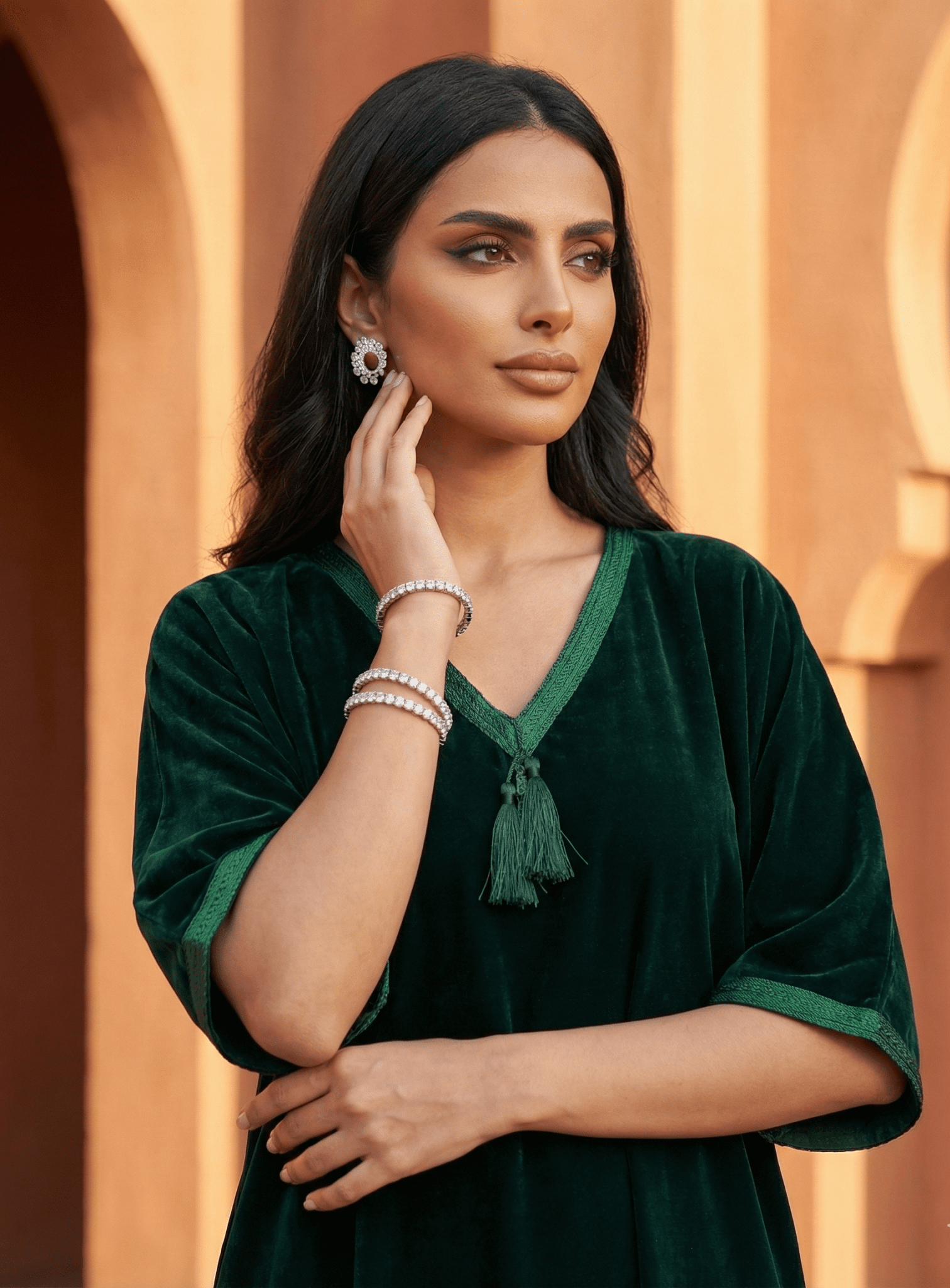 QAMAR GREEN KAFTAN - MAISON ARABELLE - MIRA Y MANO