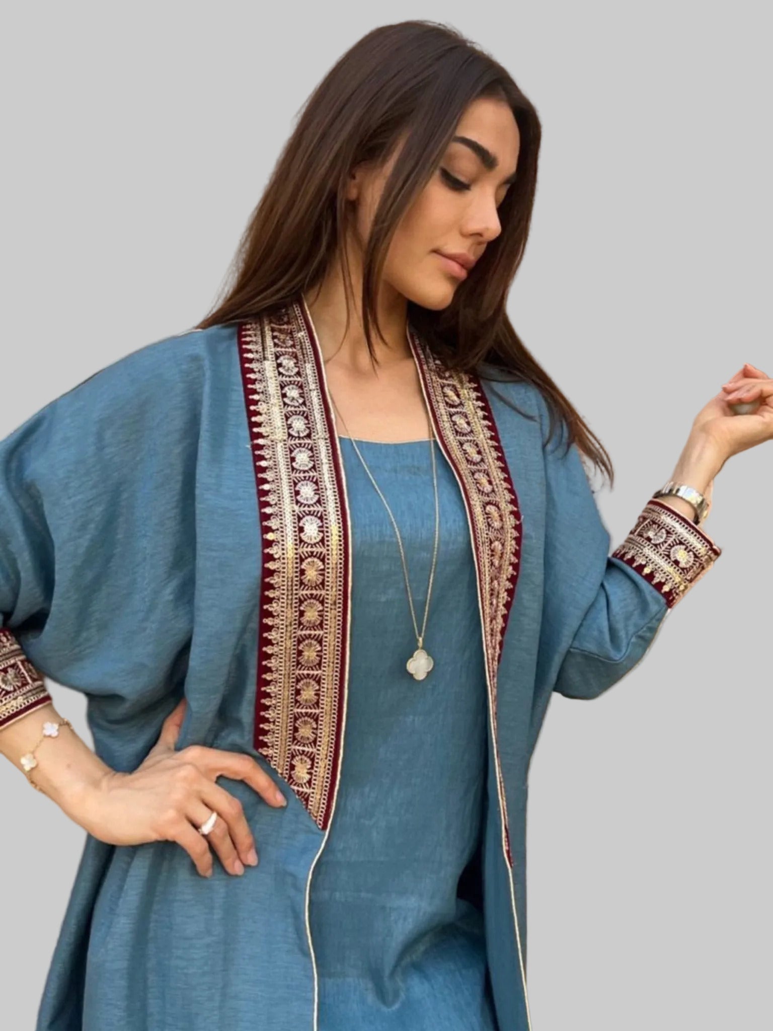 SAFEYA BLUE ABAYA SET - MAISON ARABELLE - MIRA Y MANO