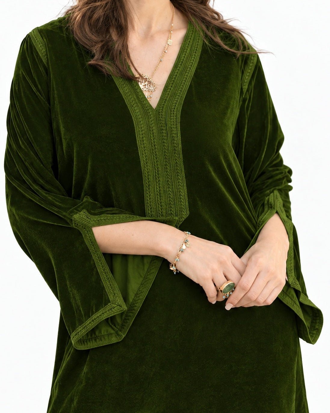 SANAA OLIVE KAFTAN - MAISON ARABELLE - MIRA Y MANO
