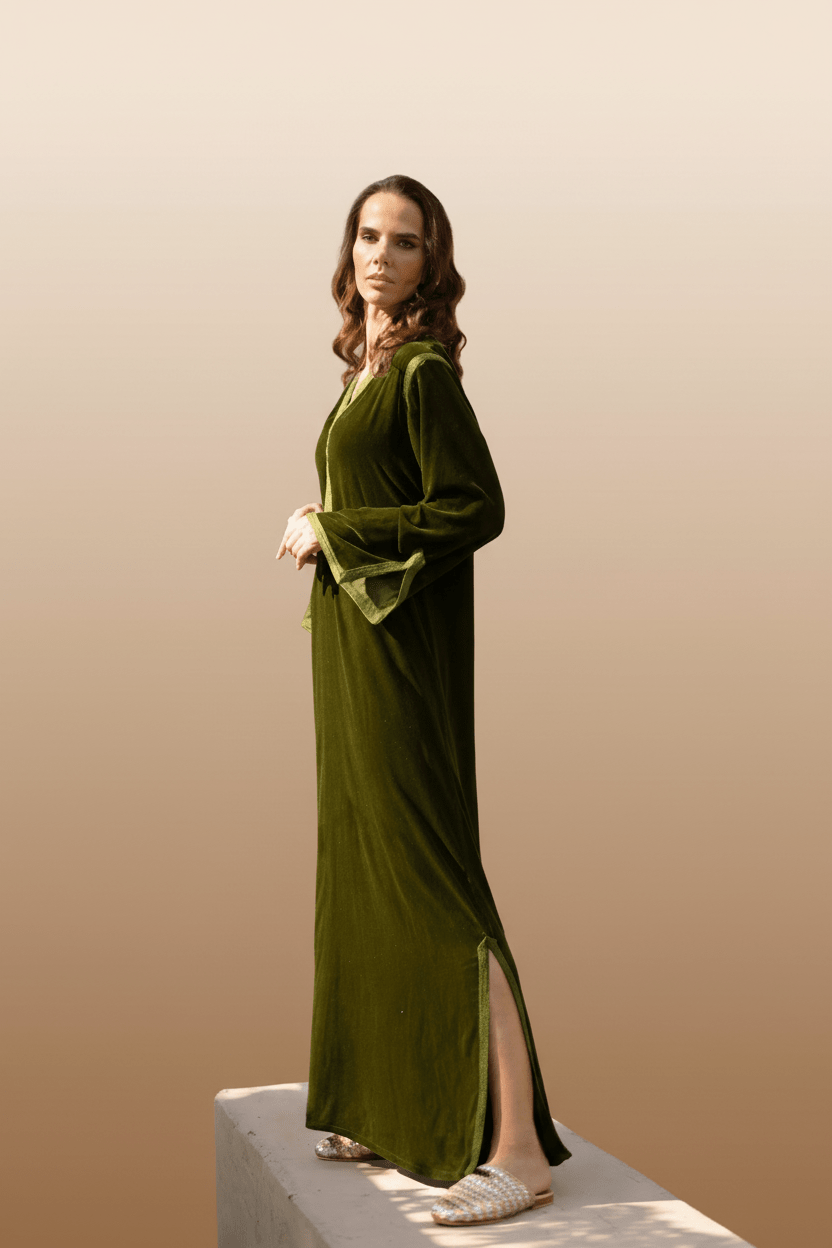 SANAA OLIVE KAFTAN - MAISON ARABELLE - MIRA Y MANO