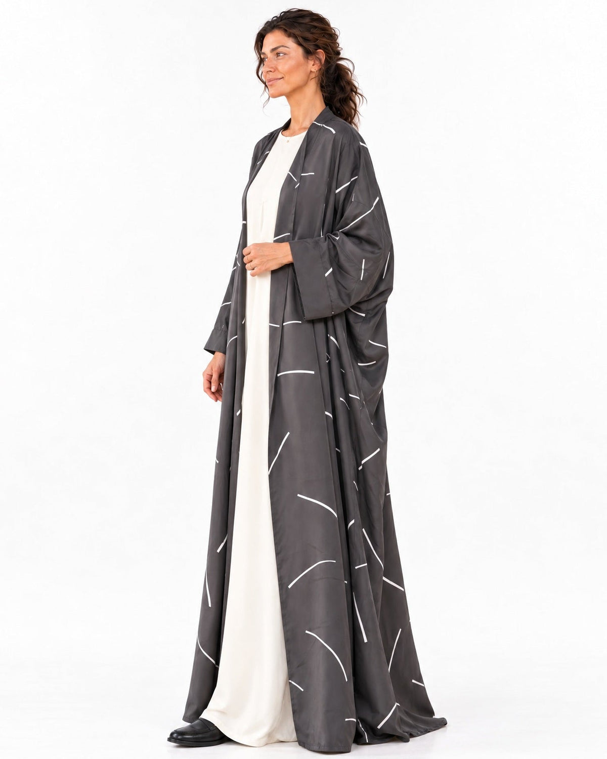 Jap Silk Gray Abaya Set - MAISON MAJ - MIRA Y MANO