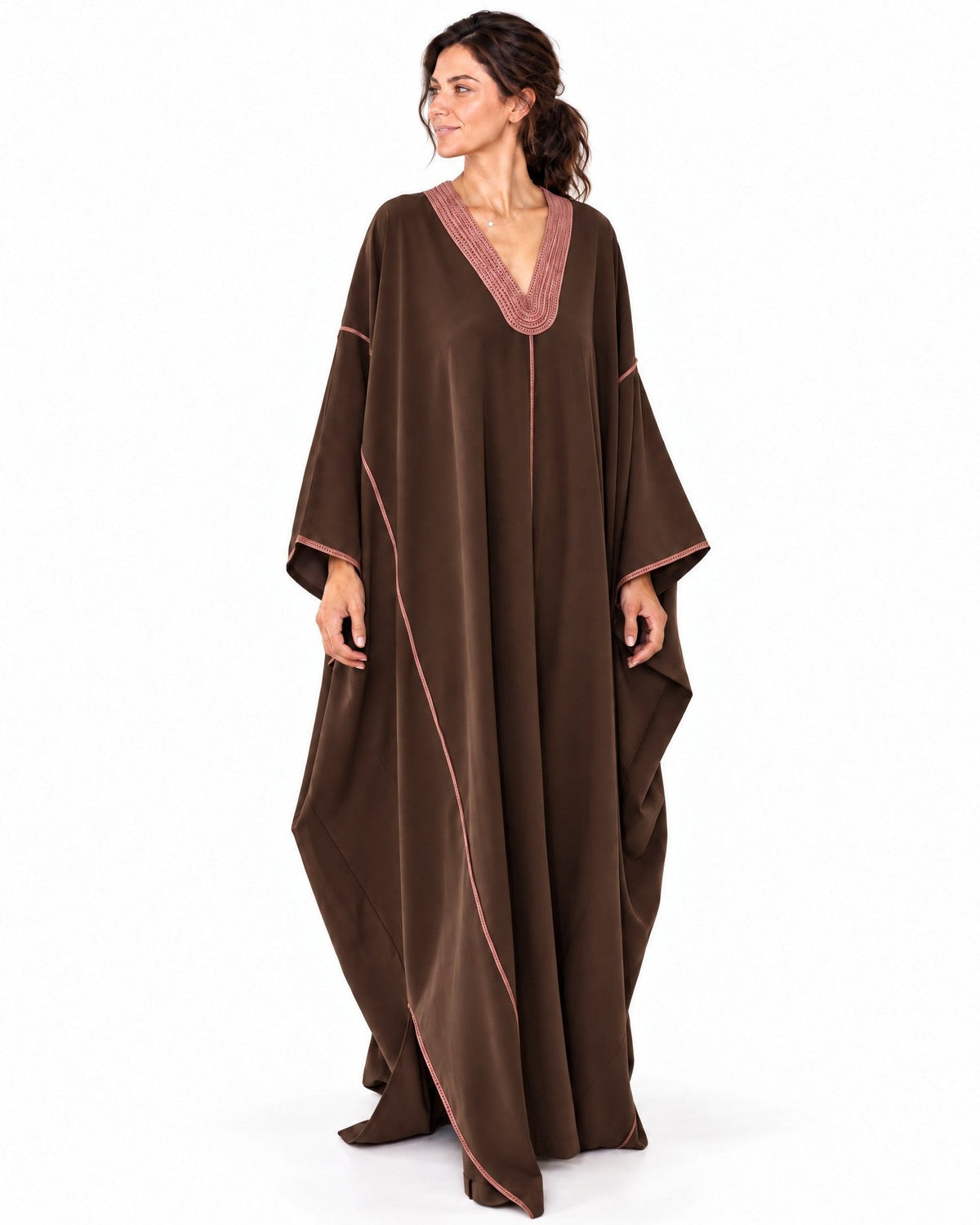 Naima Chocolate Kaftan - MAISON MAJ - MIRA Y MANO