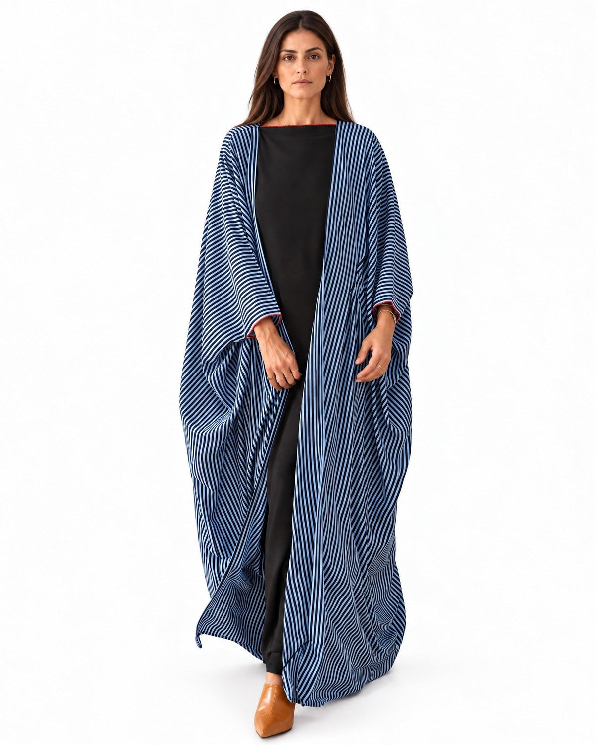 Narmine Blue Satin Abaya Set - MAISON MAJ - MIRA Y MANO