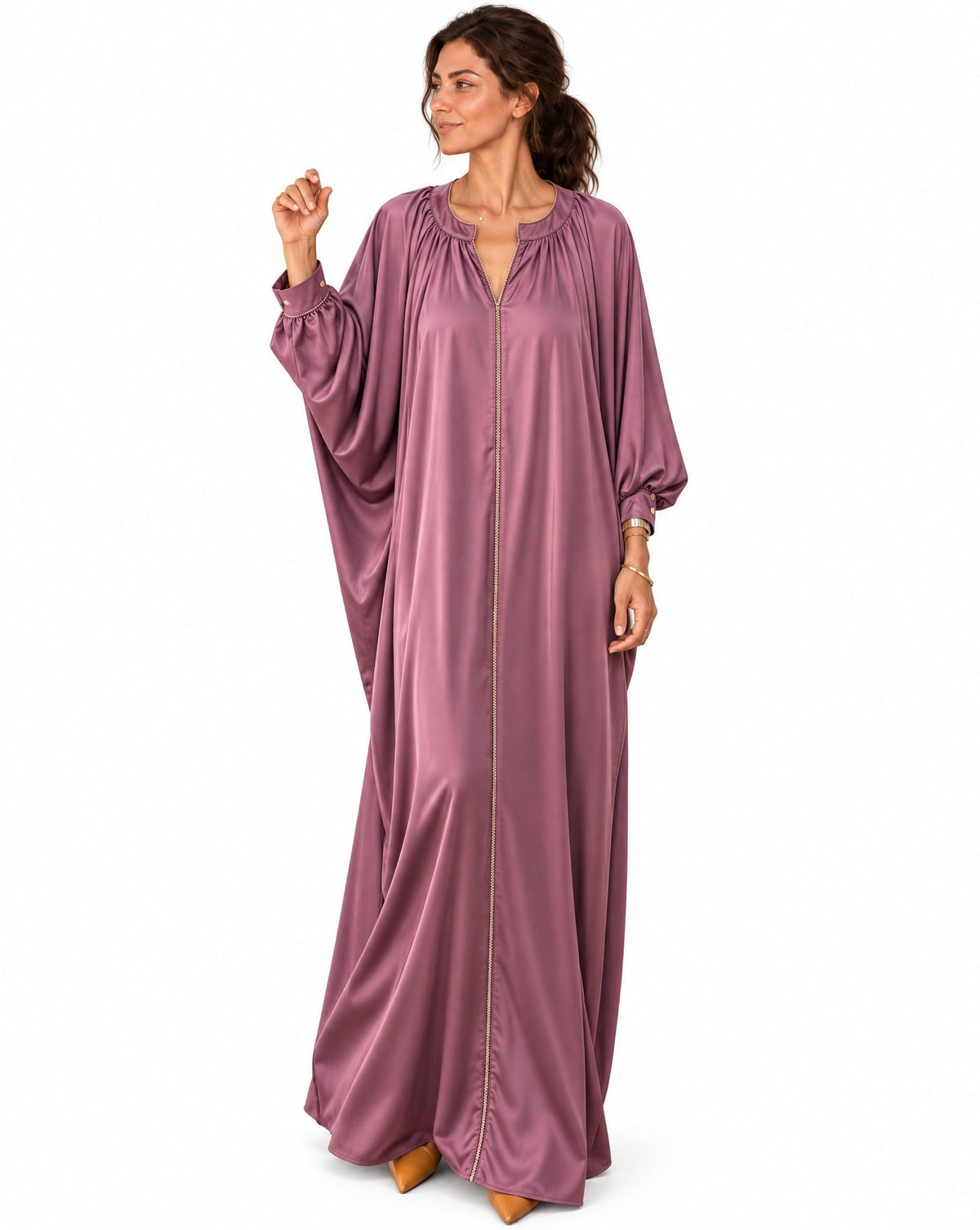 Nawal Purple Satin Dress - MAISON MAJ - MIRA Y MANO
