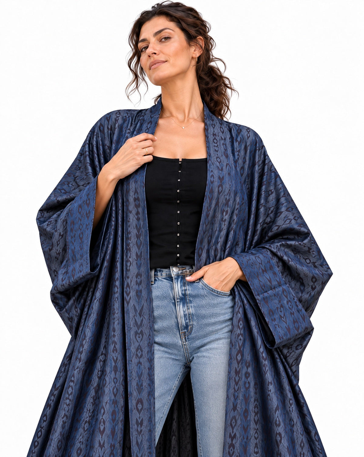 Q8 Blue Denim Abaya - MAISON MAJ - MIRA Y MANO