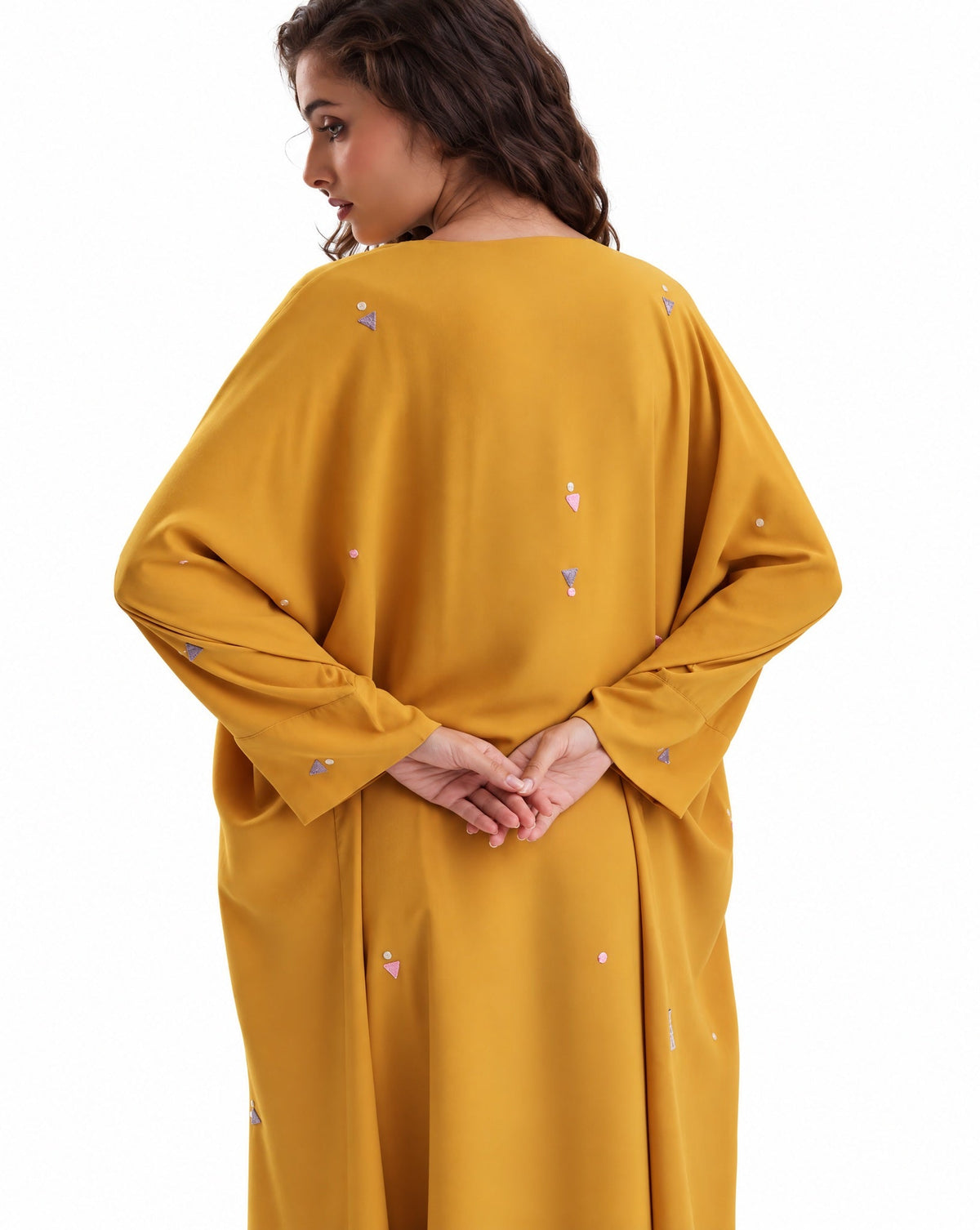 F26 A EC18 - Gold Georgette Abaya Set - MAISOON - MIRA Y MANO