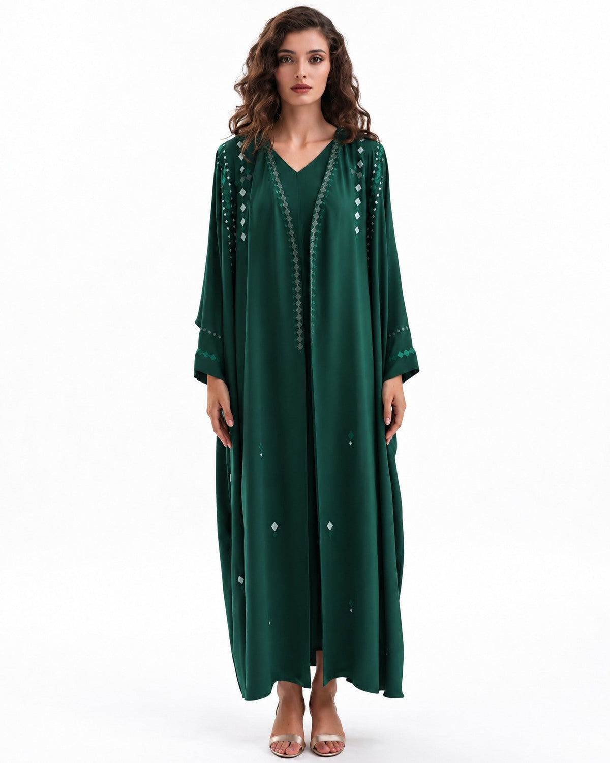 F26 A EC19 - Green Georgette Abaya Set - MAISOON - MIRA Y MANO