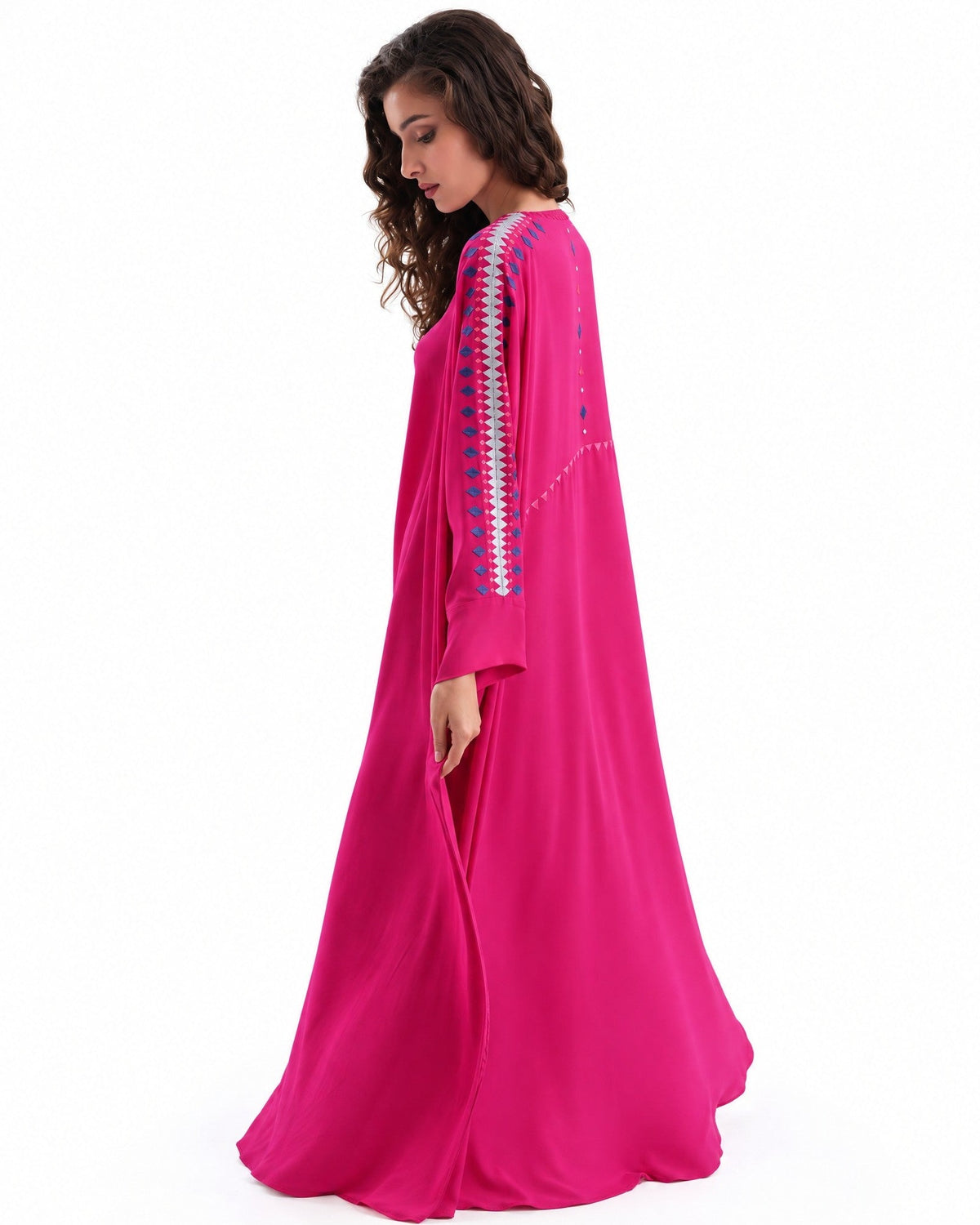 F26 A EC20 - Medium Violet Red Georgette Abaya Set - MAISOON - MIRA Y MANO