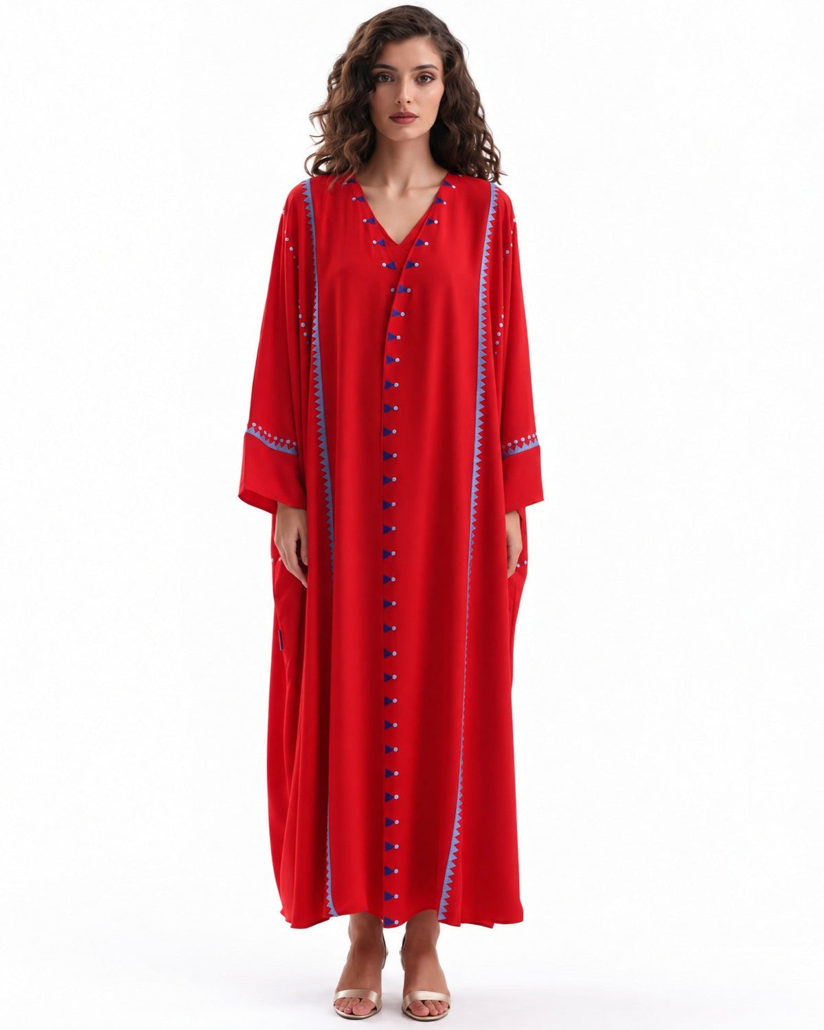 F26 A EC21 - Orange Red Georgette Abaya Set - MAISOON - MIRA Y MANO