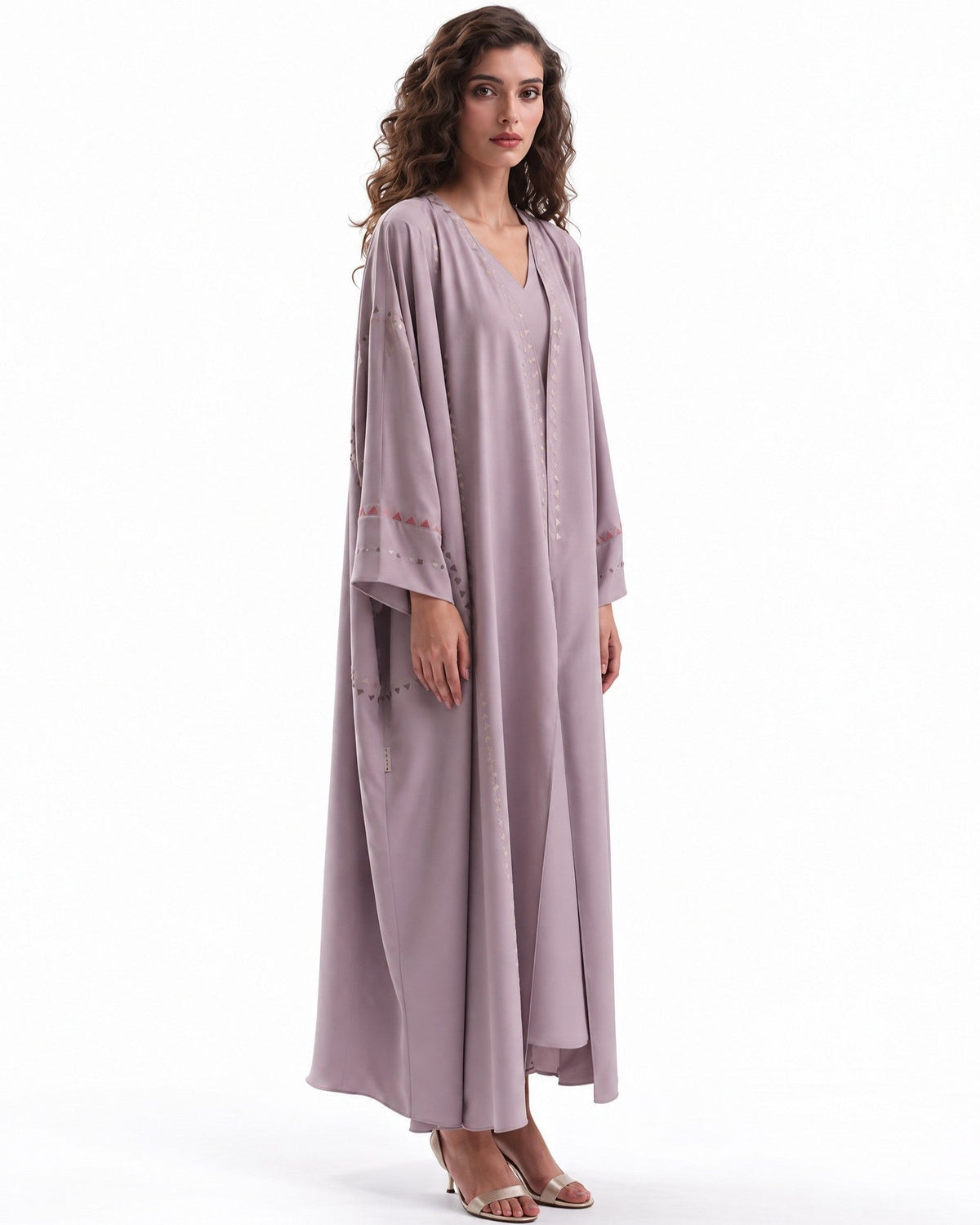 F26 A EC27 - Beige Georgette Abaya Set - MAISOON - MIRA Y MANO