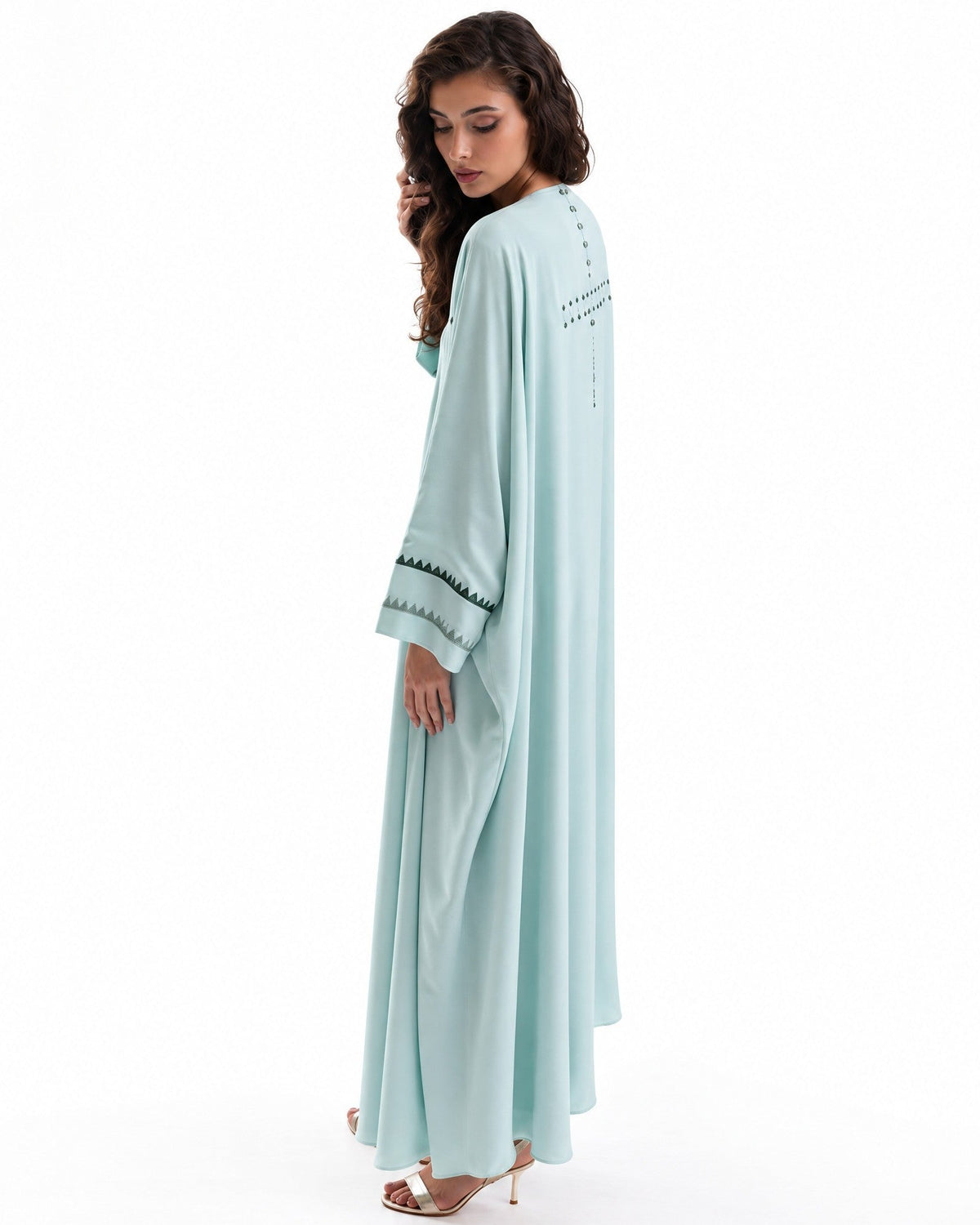 F26 A EC37 - Pale Turquoise Georgette Abaya Set - MAISOON - MIRA Y MANO