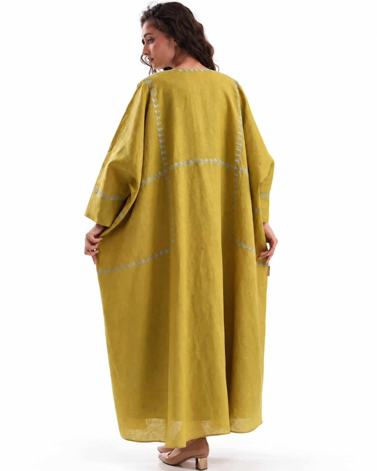 F26 TK11 - Goldenrod Cotton Mix Abaya Set - MAISOON - MIRA Y MANO