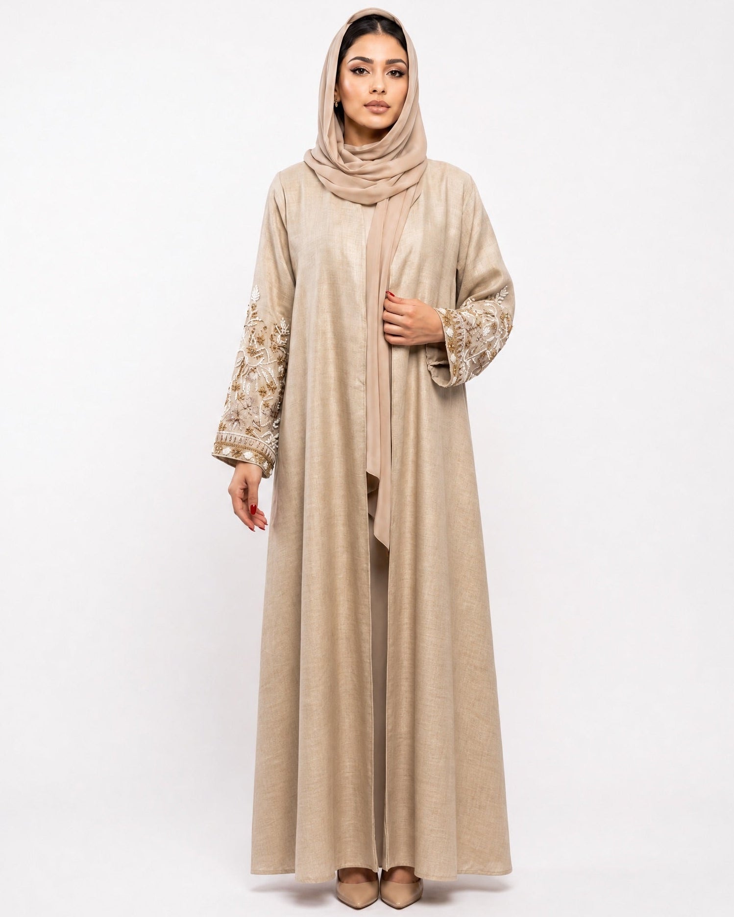 MISK 129 - Beige Linen Abaya - MISK - MIRA Y MANO
