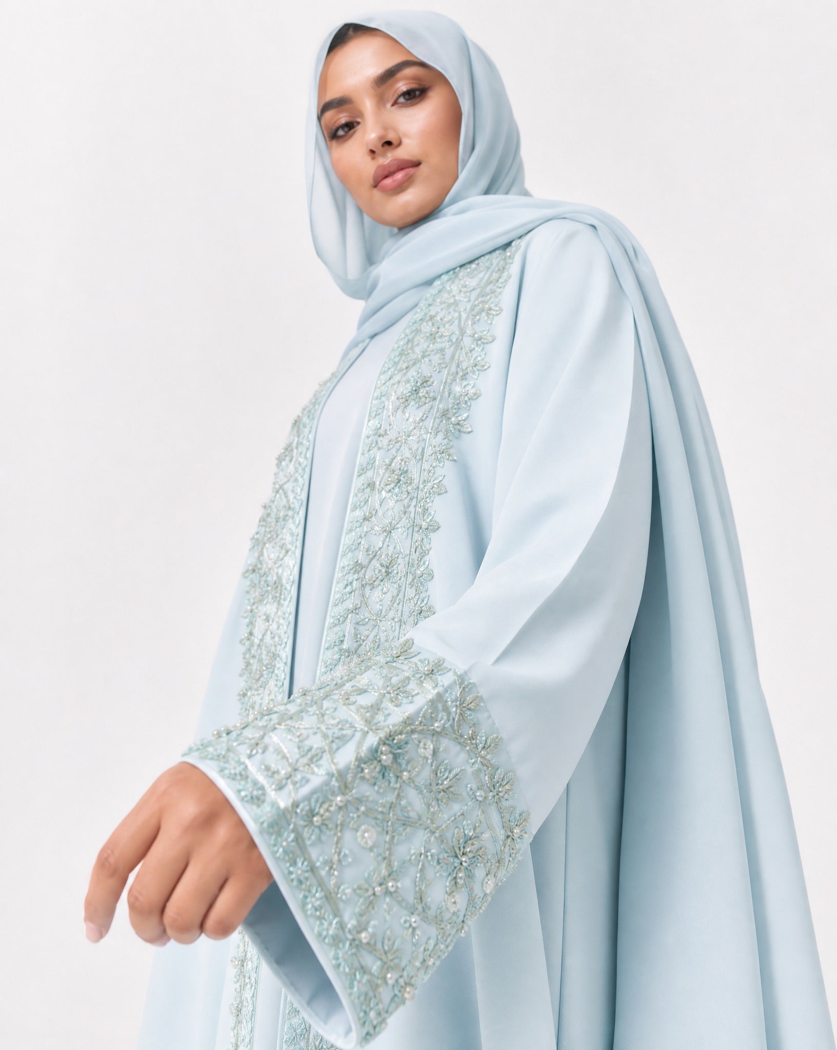 MISK 130 - Light Blue Crepe Abaya - MISK - MIRA Y MANO