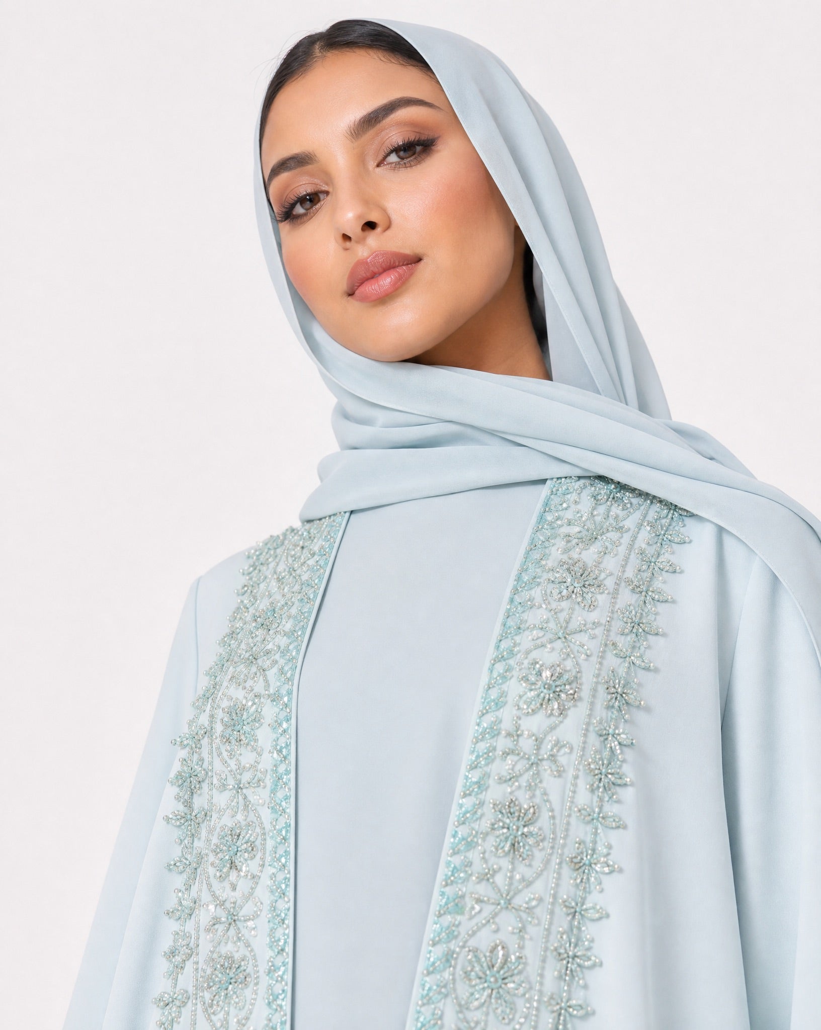 MISK 130 - Light Blue Crepe Abaya - MISK - MIRA Y MANO