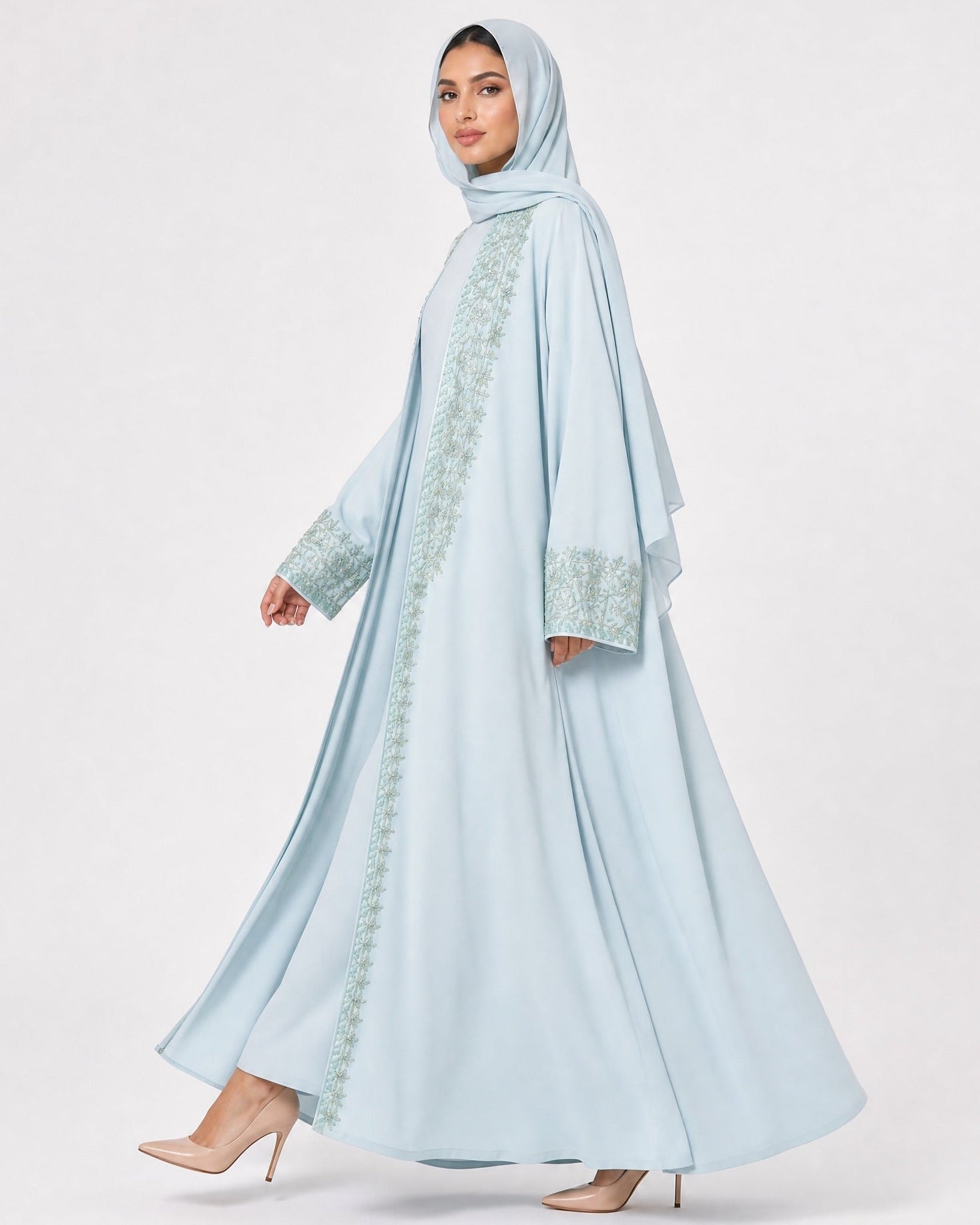 MISK 130 - Light Blue Crepe Abaya - MISK - MIRA Y MANO