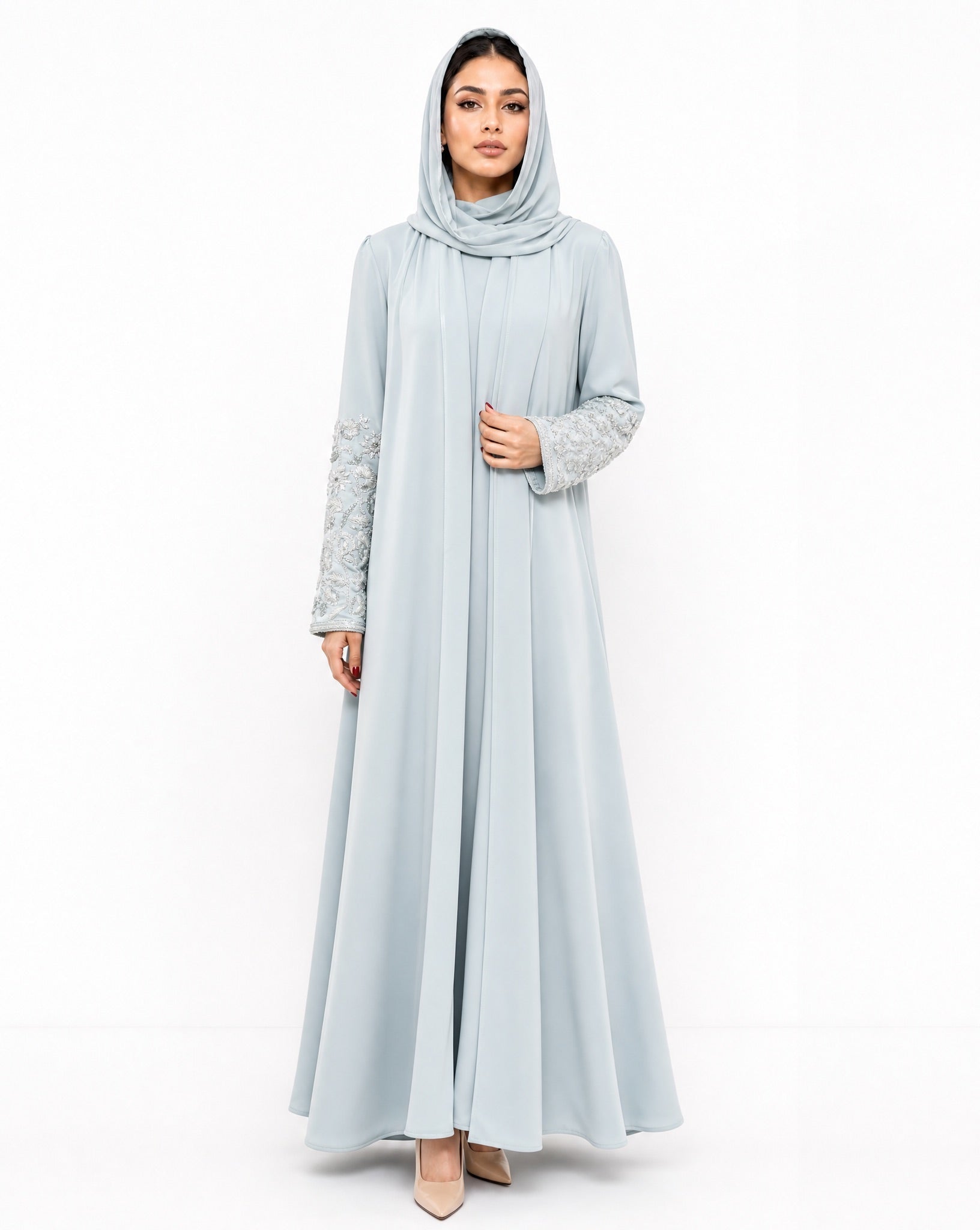 MISK 131 - Light Blue Crepe Abaya - MISK - MIRA Y MANO