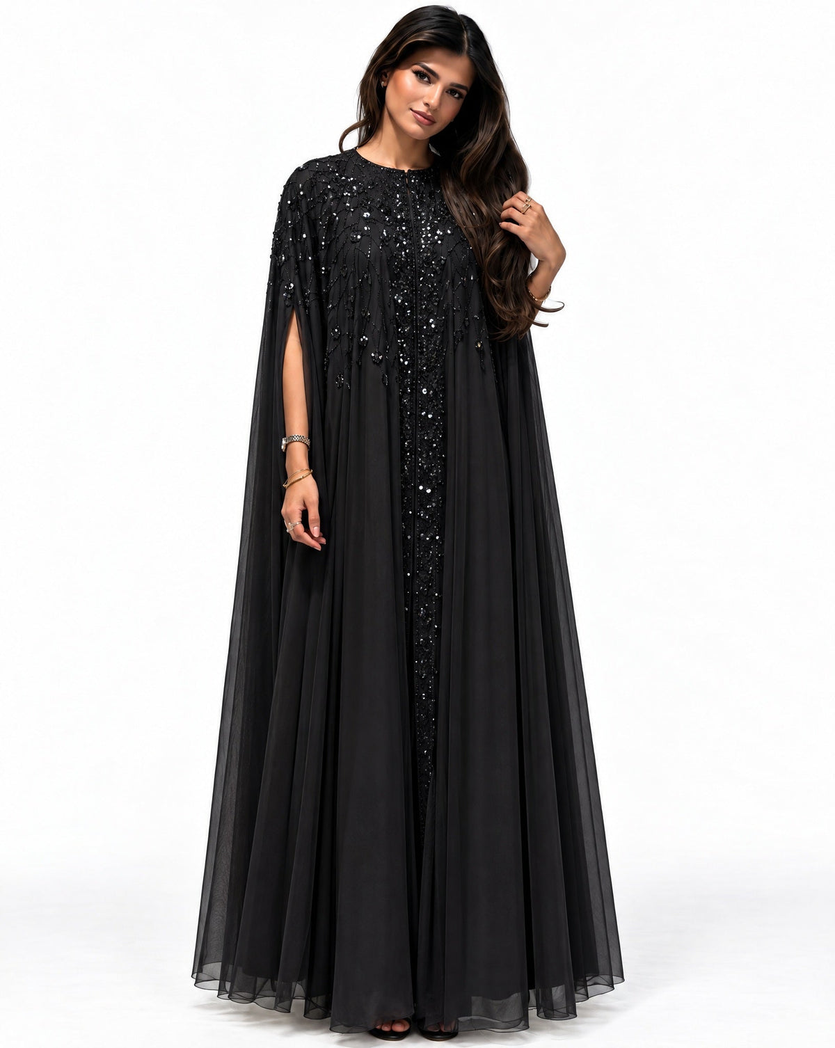 MISK135 - Black Twill Abaya Set - MISK - MIRA Y MANO