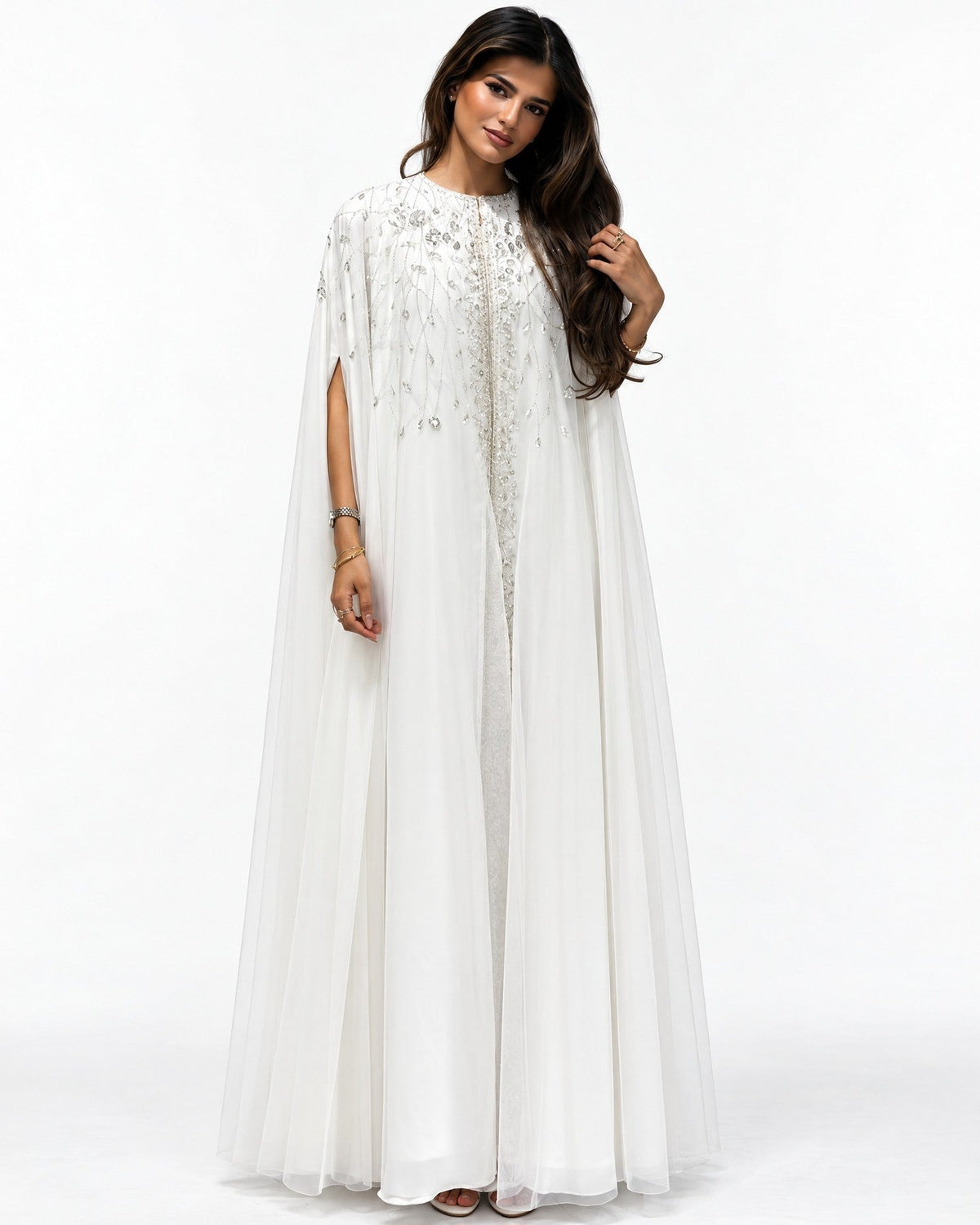 MISK136 - White Twill Abaya Set - MISK - MIRA Y MANO
