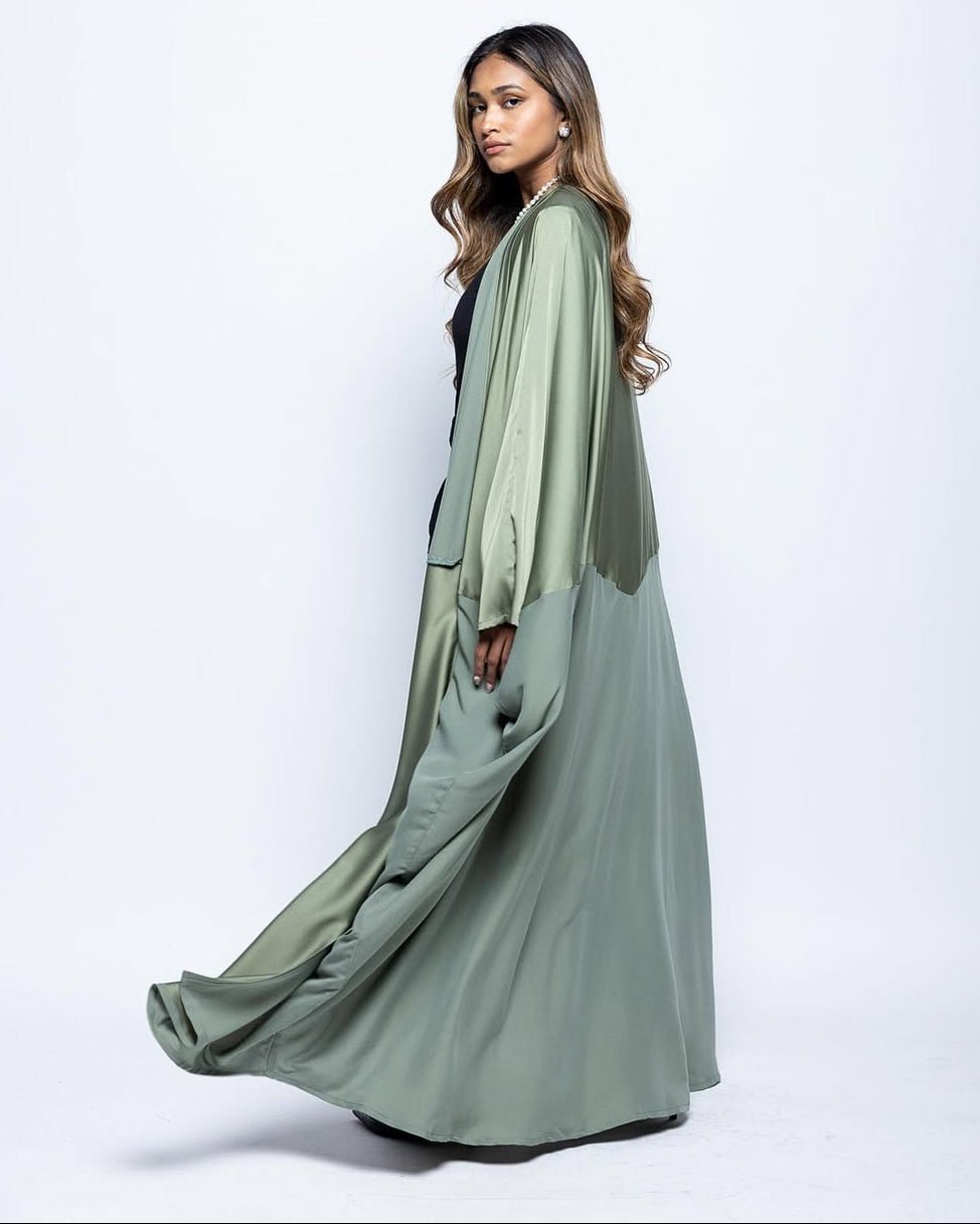 AURA-AM Aquamarine Silk Abaya - MODISH - MIRA Y MANO