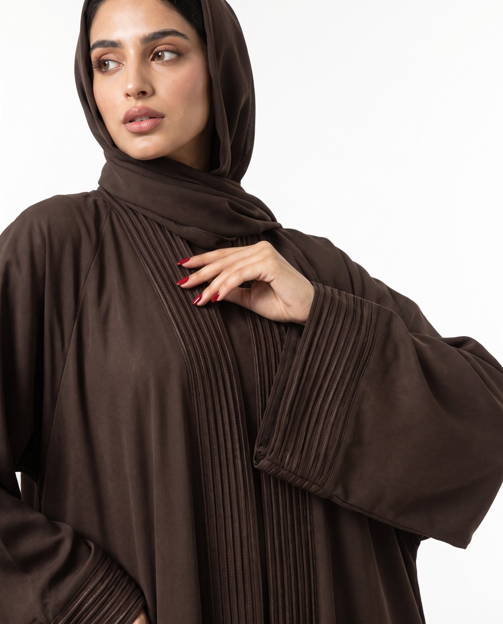 KIMI-BR - Brown Crepe Abaya - MODISH - MIRA Y MANO