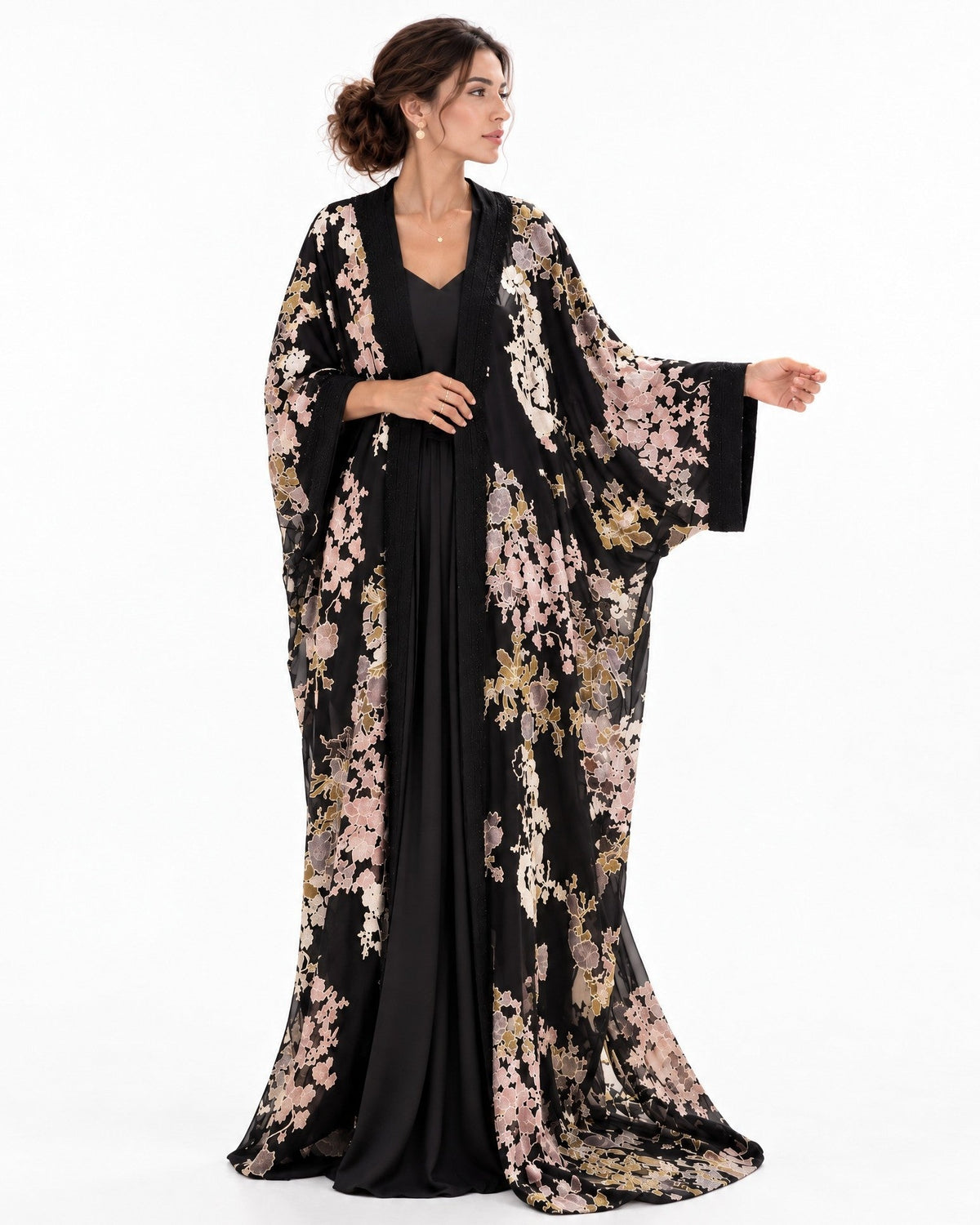 Horra Black Silk Abaya - MOON LAHLOU - MIRA Y MANO