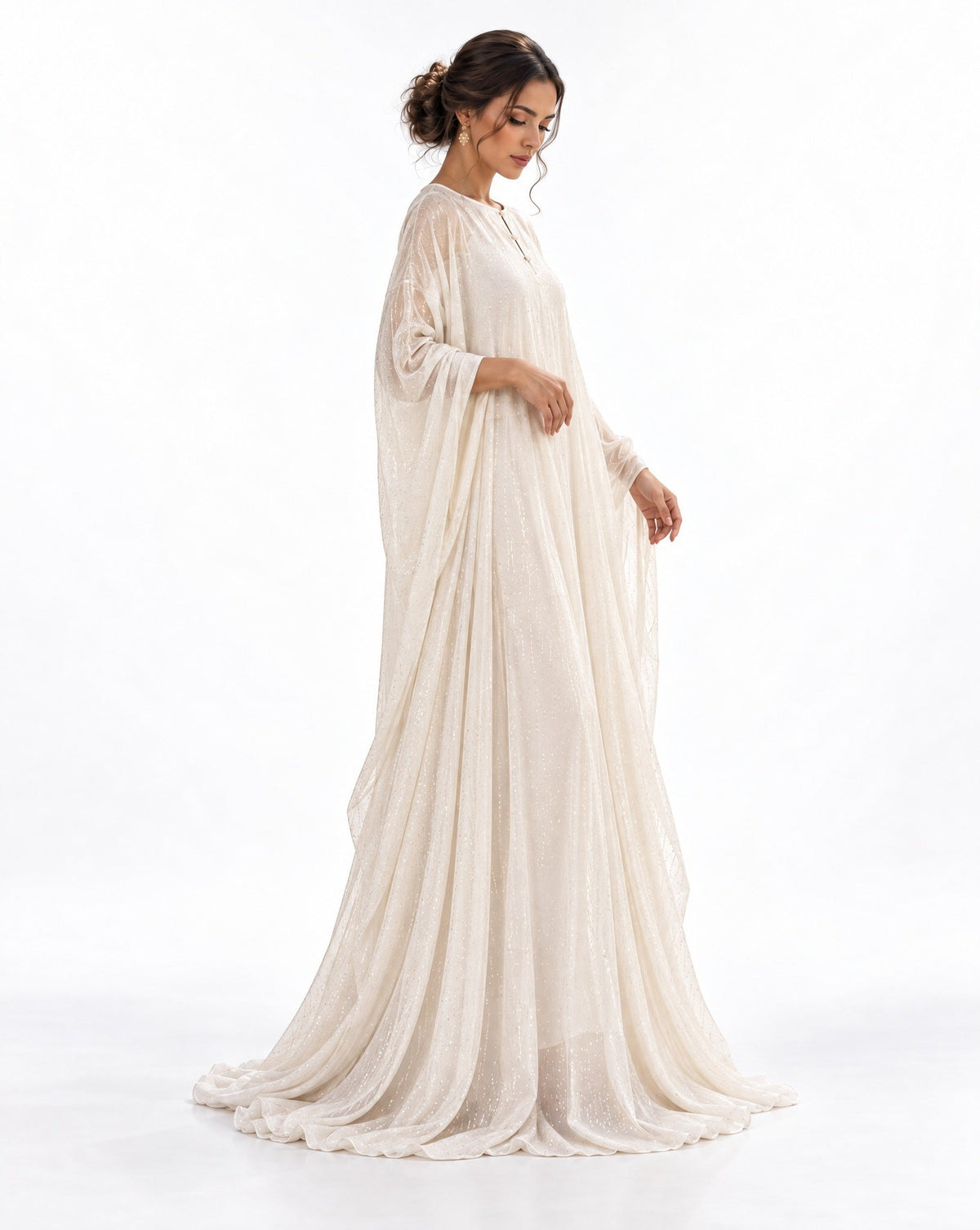 Horra Ivory Georgette Kaftan - MOON LAHLOU - MIRA Y MANO