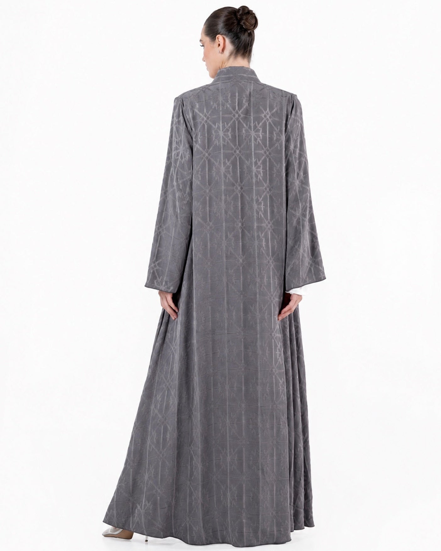 MNPF001 -GY - Gray Cotton Mix Abaya - MOONLIGHT CONCEPT - MIRA Y MANO