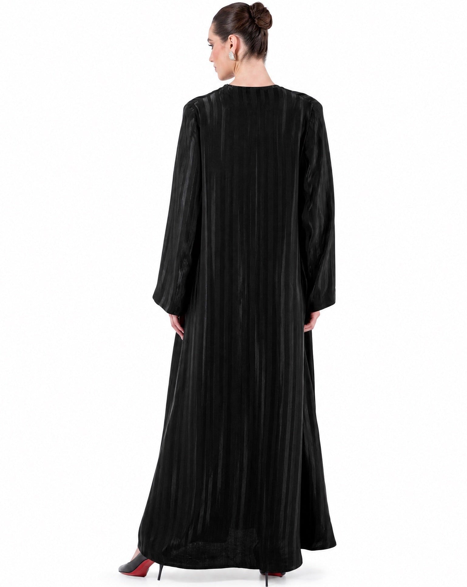 SM2628-BK - Black Cotton Mix Abaya - MOONLIGHT CONCEPT - MIRA Y MANO