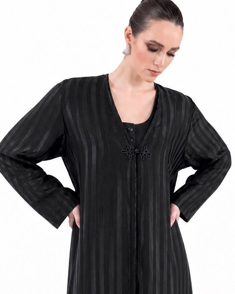 SM2628-BK - Black Cotton Mix Abaya - MOONLIGHT CONCEPT - MIRA Y MANO