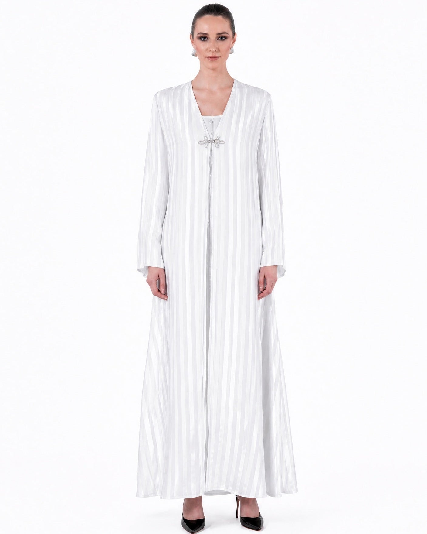 SM2628-IV - Ivory Cotton Mix Abaya - MOONLIGHT CONCEPT - MIRA Y MANO