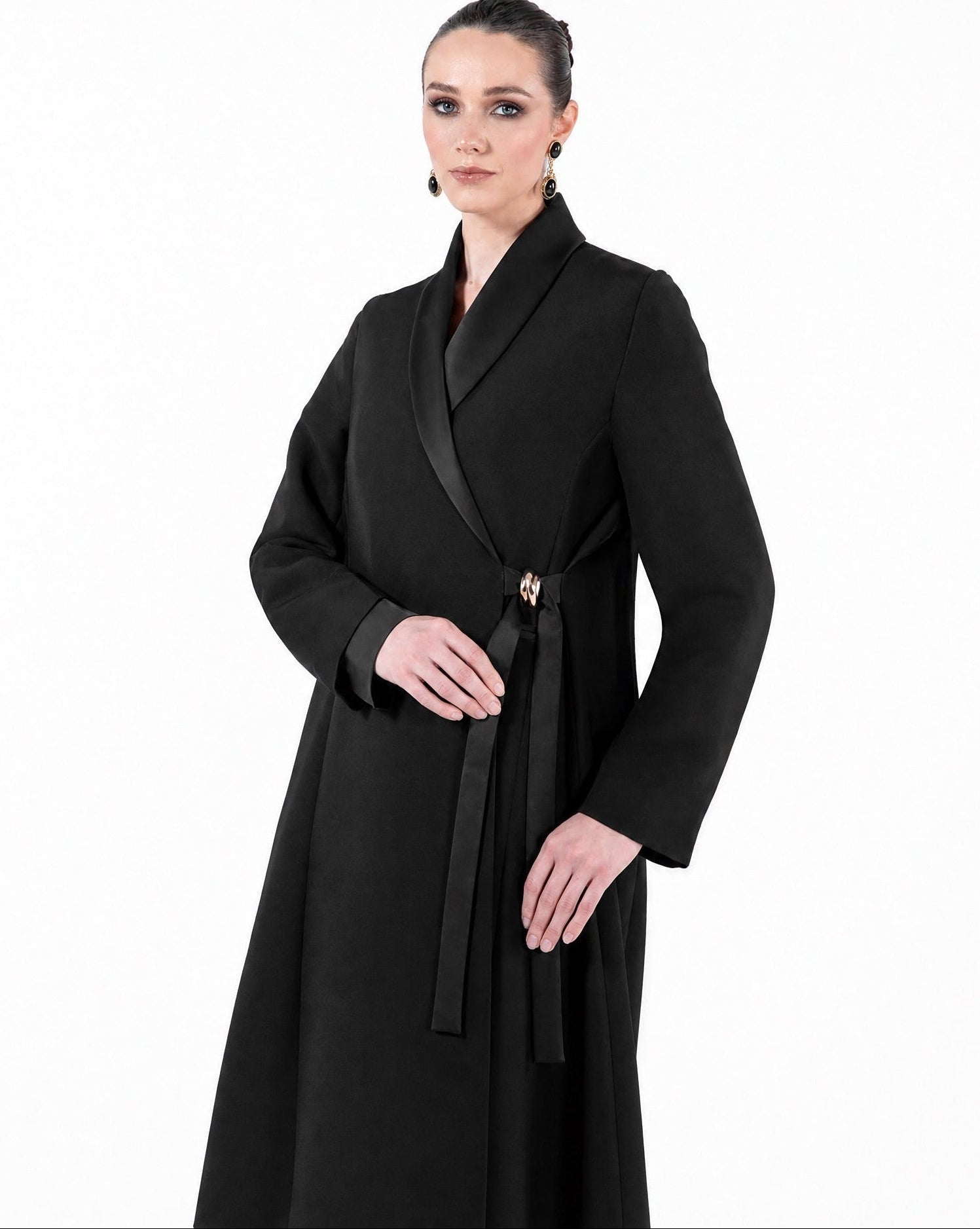 SM2634-BK - Black Crepe Abaya - MOONLIGHT CONCEPT - MIRA Y MANO