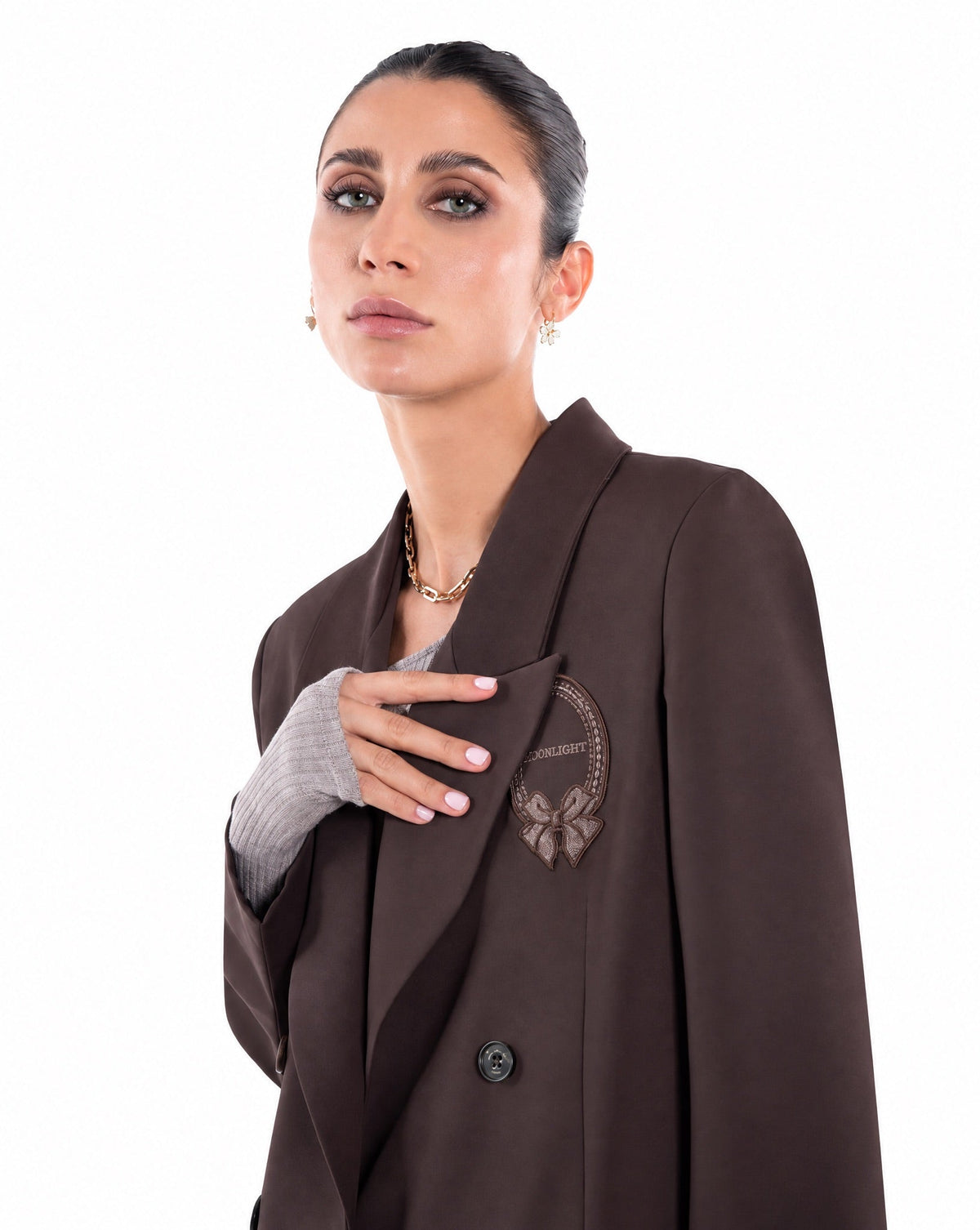 SM2651-Saddle Brown crepe Abaya coat - MOONLIGHT CONCEPT - MIRA Y MANO
