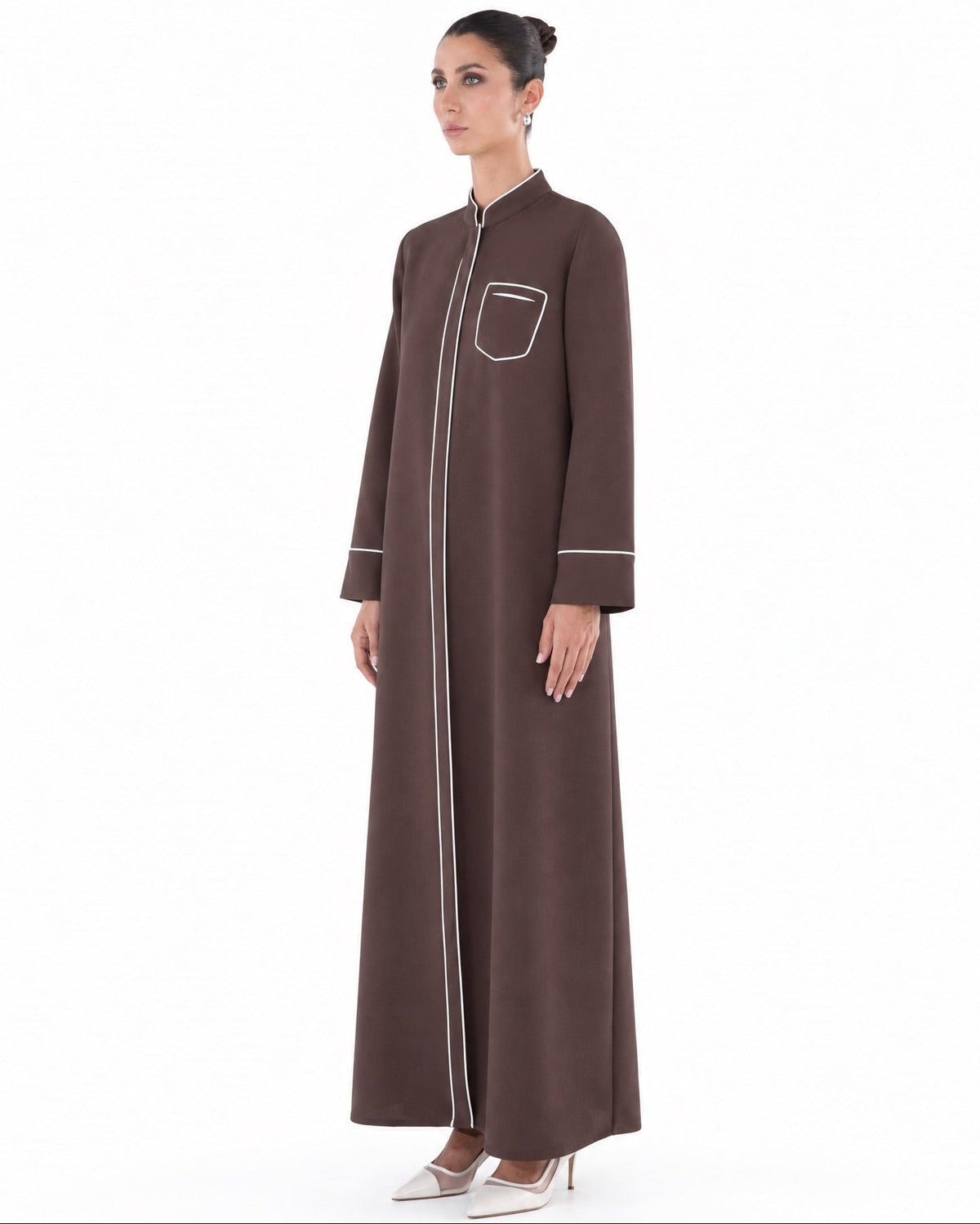 SM2652M-Saddle Brown Crepe Abaya - MOONLIGHT CONCEPT - MIRA Y MANO