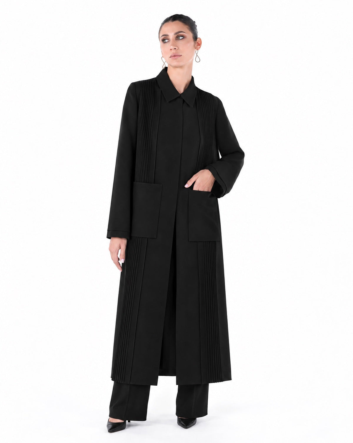 SM2659-BLK-Black Crepe Abaya - MOONLIGHT CONCEPT - MIRA Y MANO