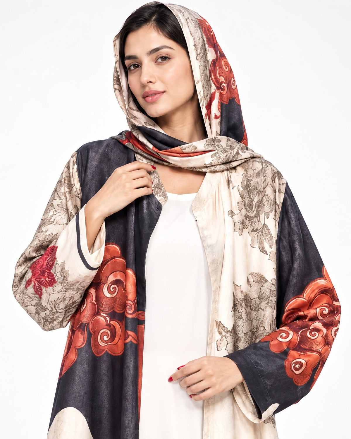 MULK001 - Beige Cotton Silk Abaya - MULAKAAT - MIRA Y MANO
