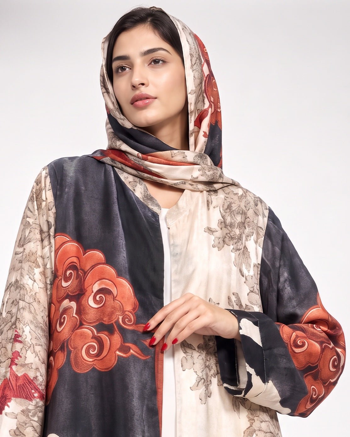 MULK001 - Beige Cotton Silk Abaya - MULAKAAT - MIRA Y MANO