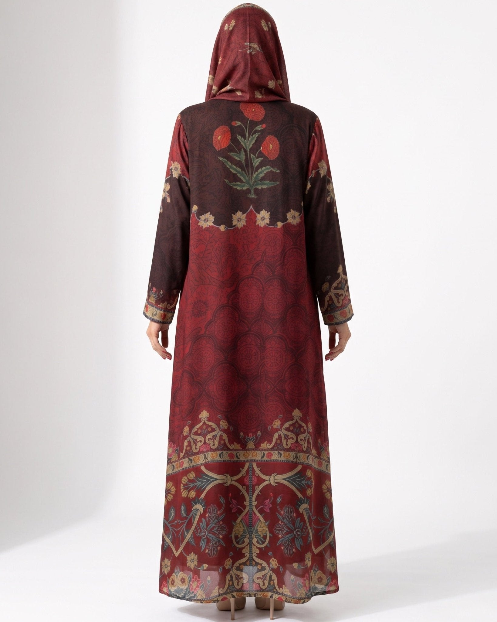 SS26MULS09 - Printed Cotton Silk Abaya - MULAKAAT - MIRA Y MANO