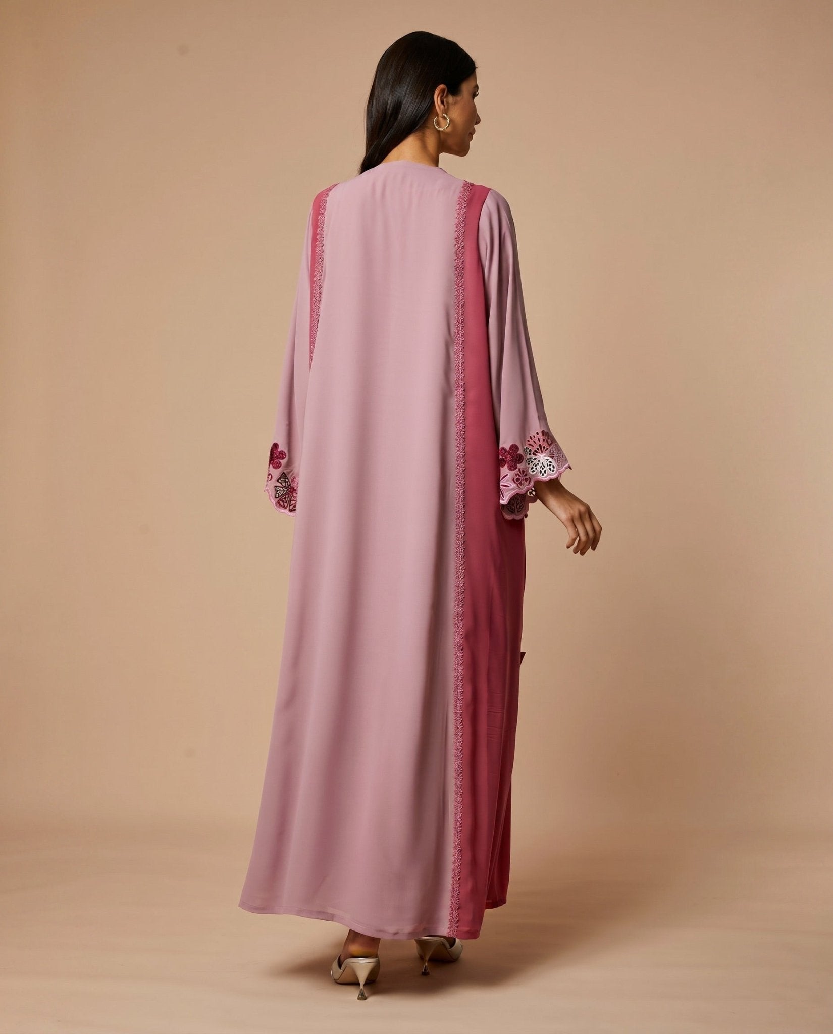 NM-413 PINK ABAYA - NM BOUTIQUE - MIRA Y MANO