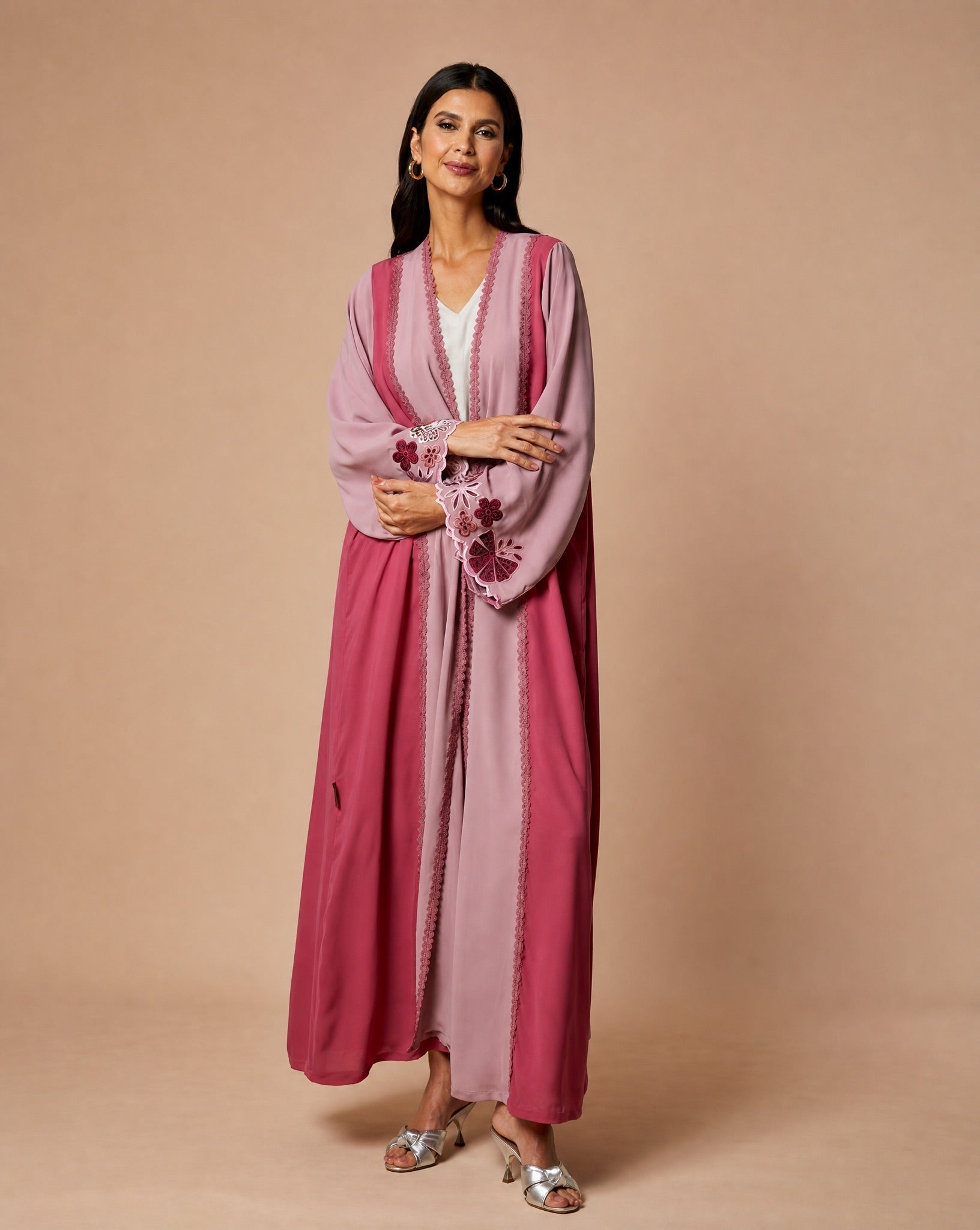 NM-413 PINK ABAYA - NM BOUTIQUE - MIRA Y MANO